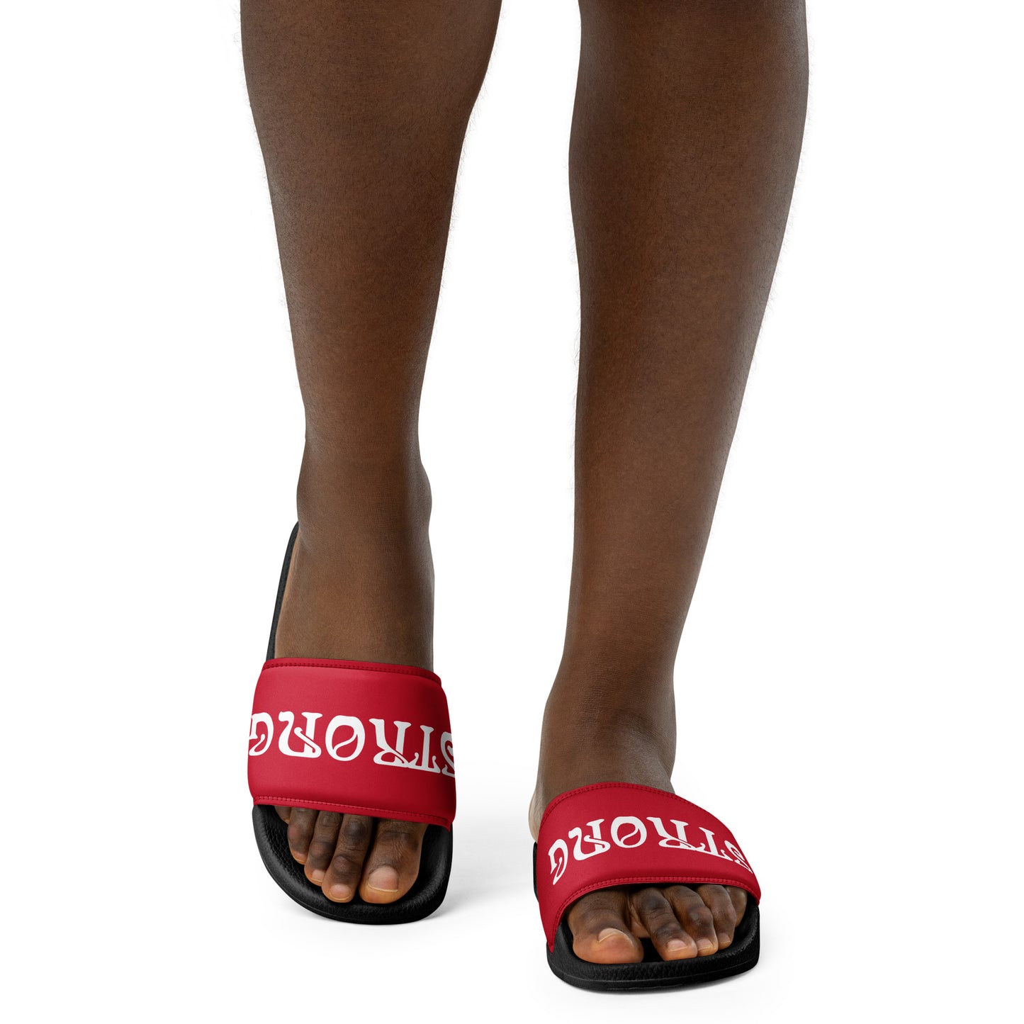 “STRONG”Red Women's Slides W/White Font