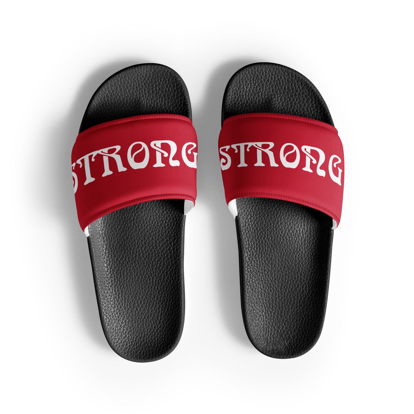 “STRONG”Red Women's Slides W/White Font