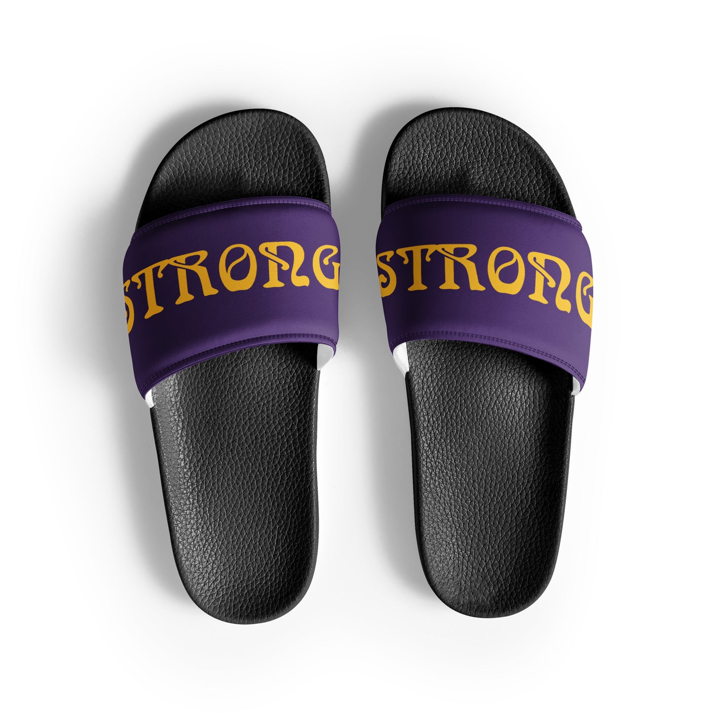 “STRONG”Purple Women's Slides W/Yellow Font