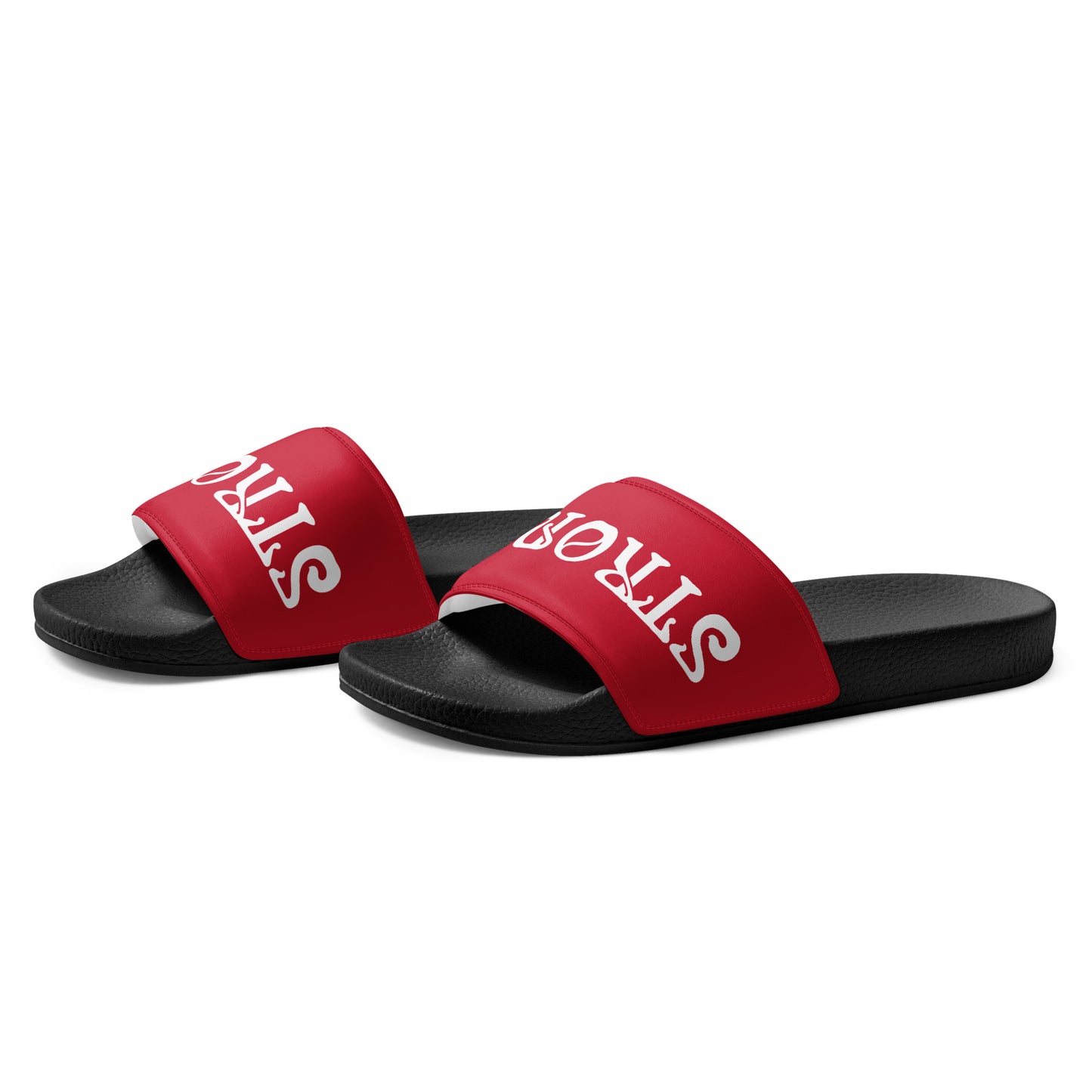 “STRONG”Red Women's Slides W/White Font