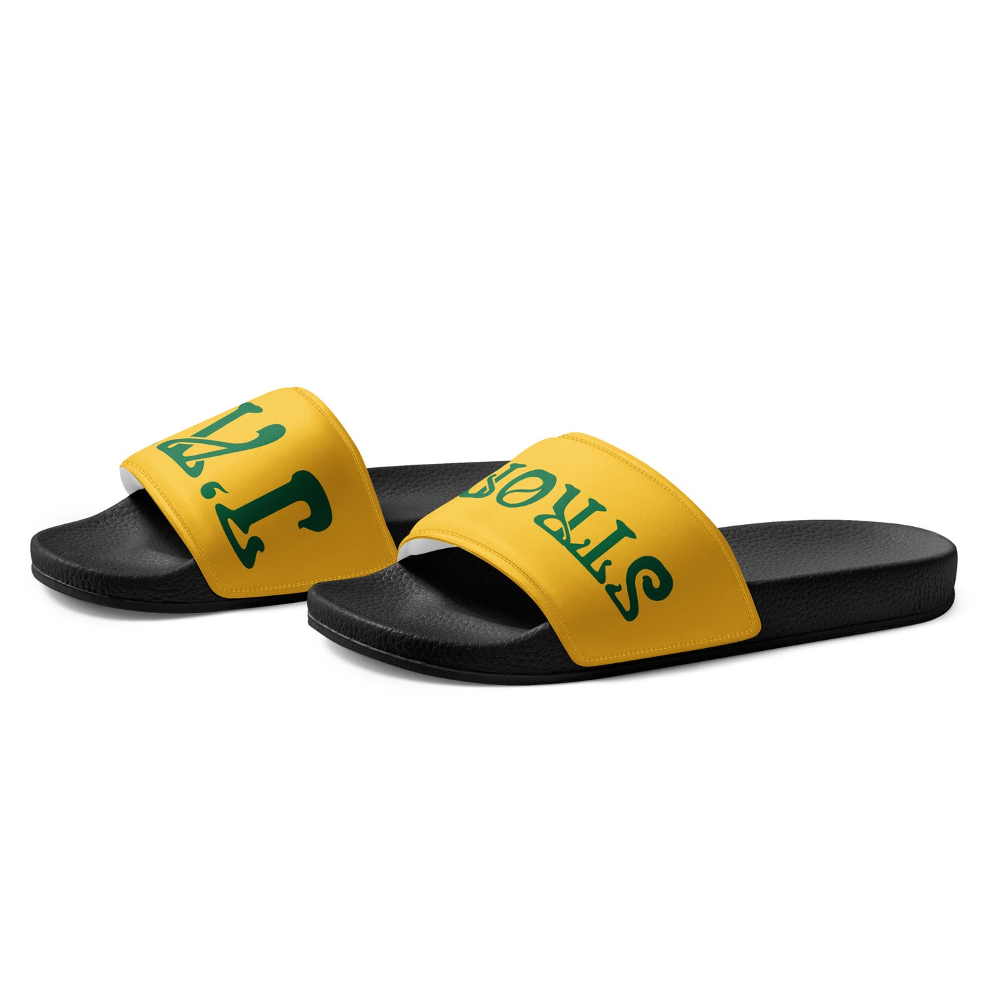 “I’AM STRONG!” Yellow Women's Slides W/Green Font