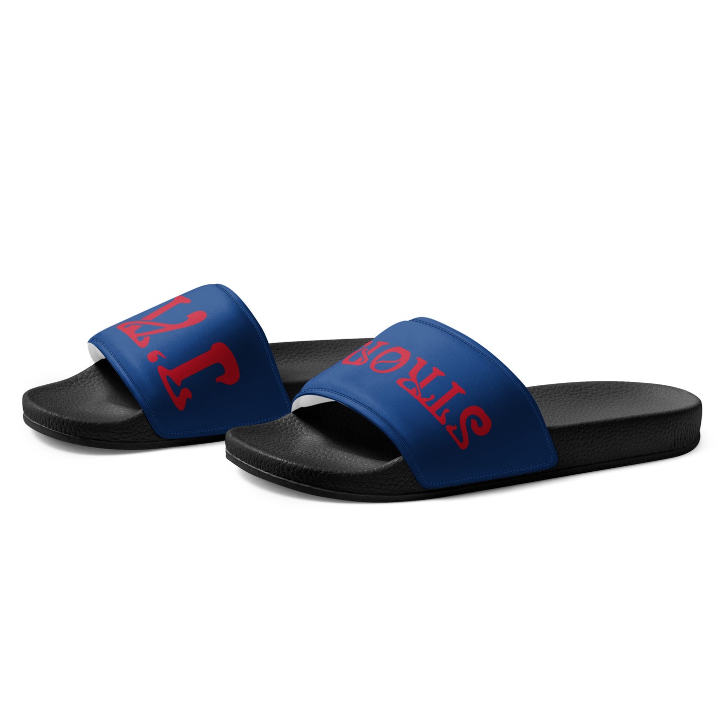 “I’AM STRONG!” Blue Women's Slides W/Red Font