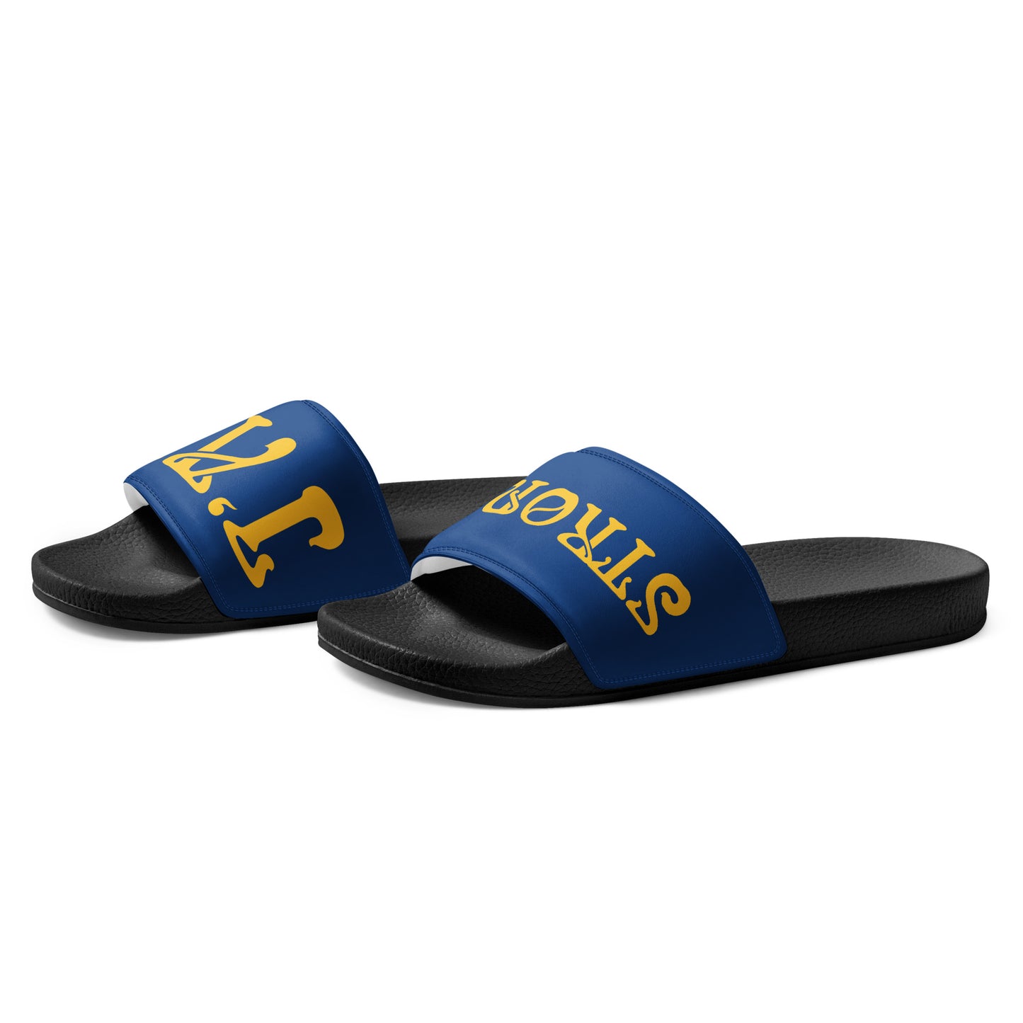 “I’AM STRONG!” Blue Women's Slides W/Yellow Font