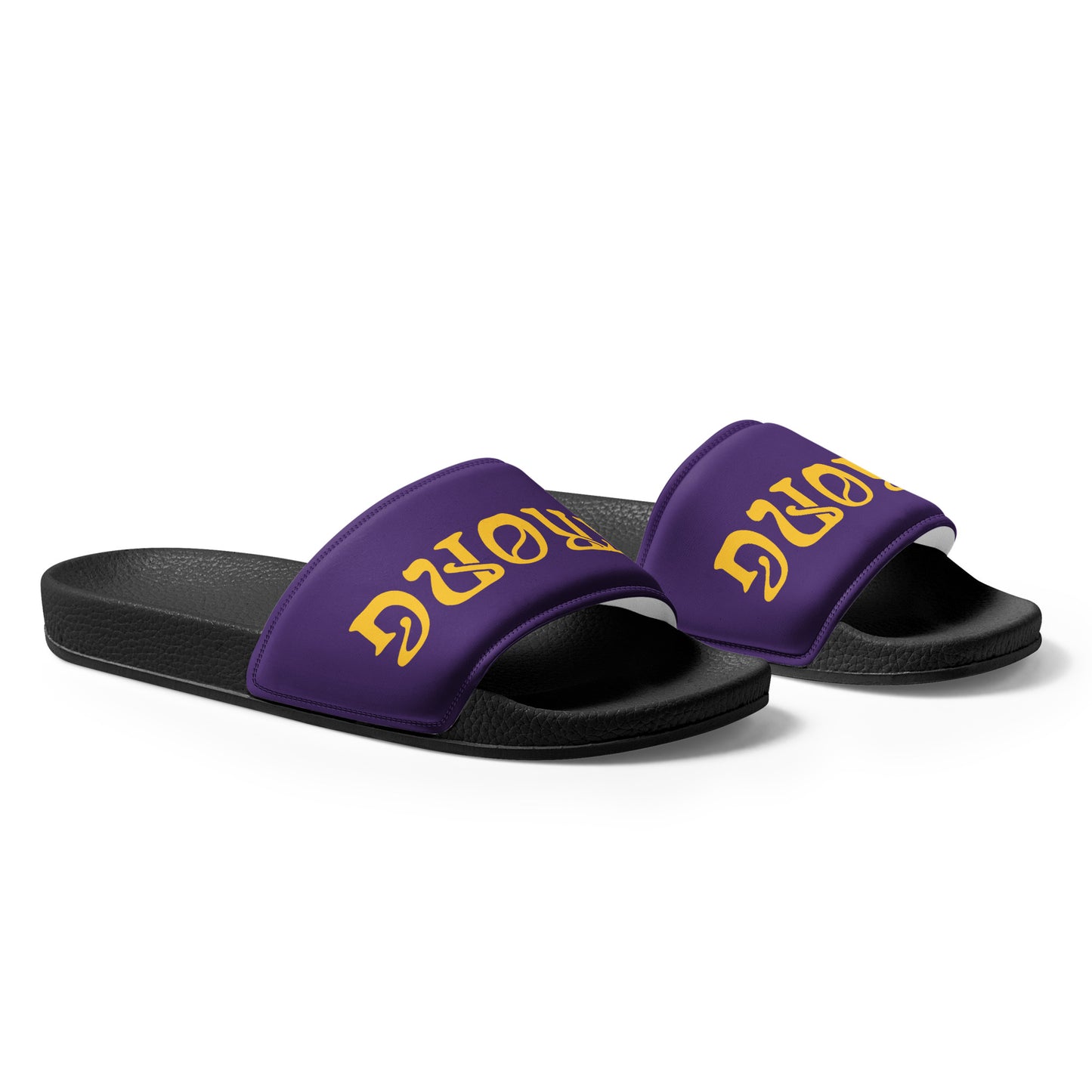“STRONG”Purple Women's Slides W/Yellow Font