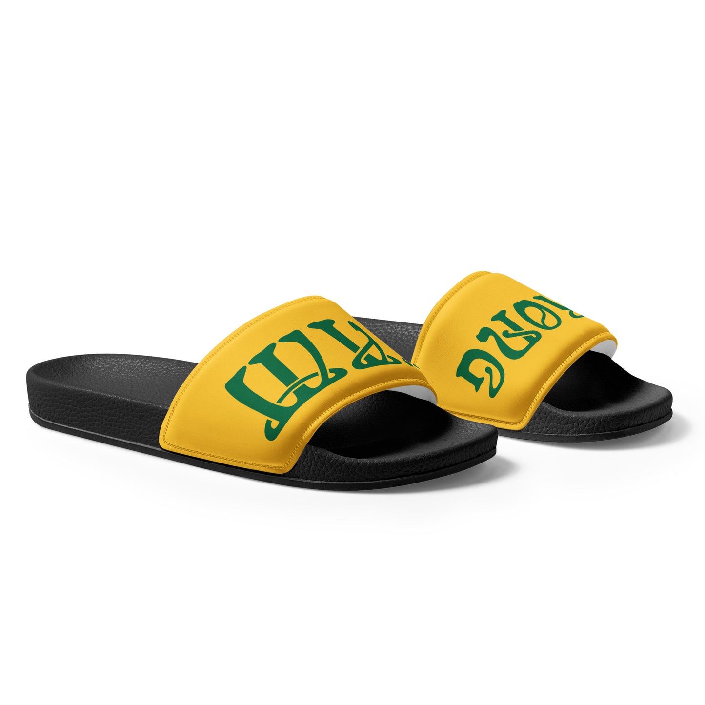 “I’AM STRONG!” Yellow Women's Slides W/Green Font