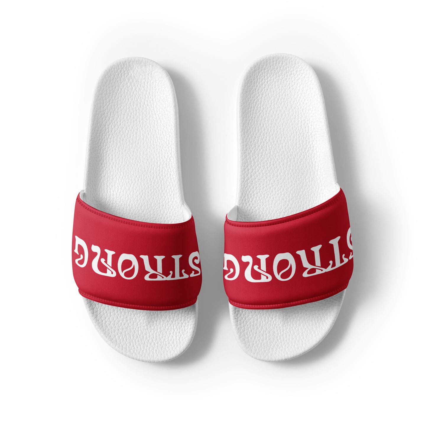 “STRONG”Red Women's Slides W/White Font