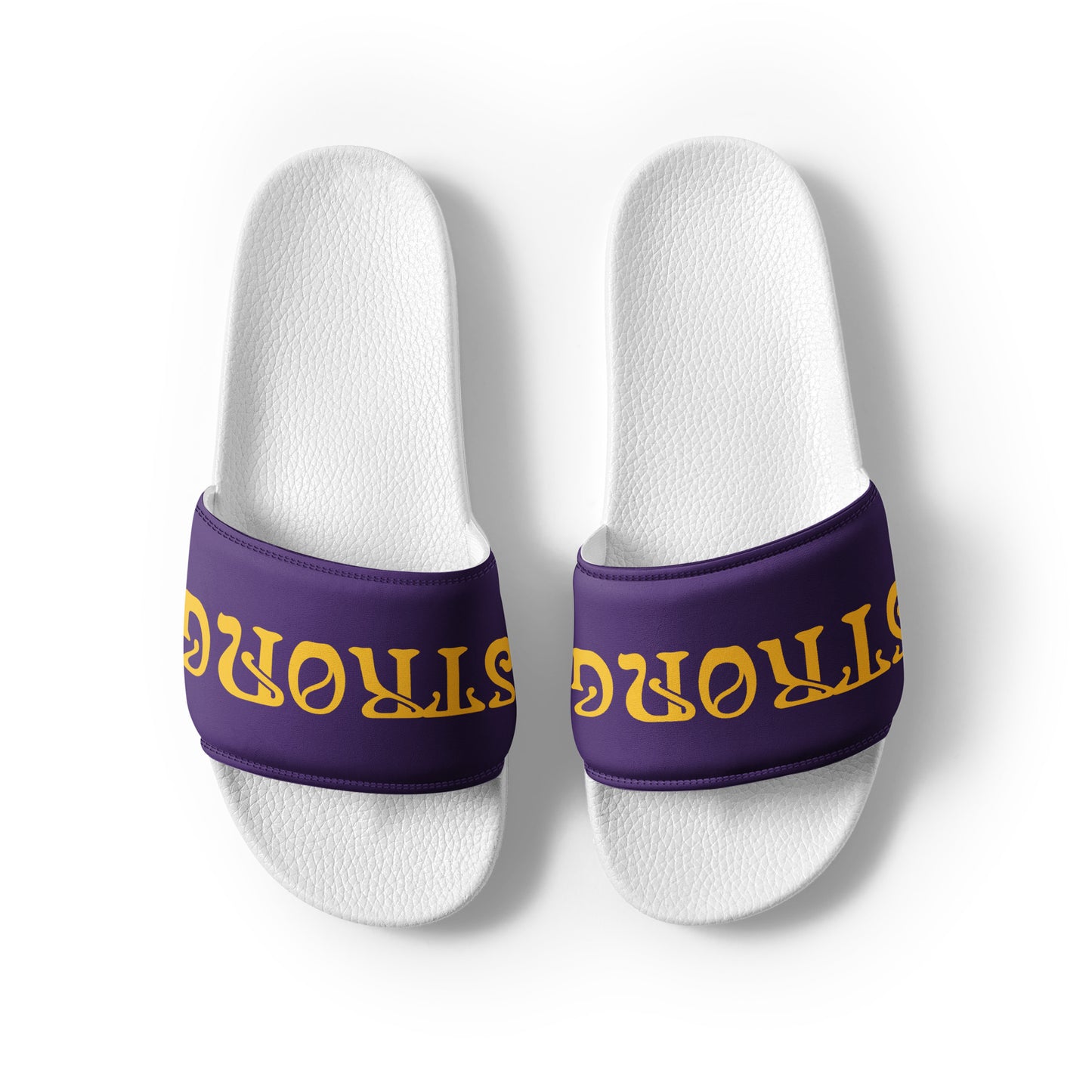 “STRONG”Purple Women's Slides W/Yellow Font