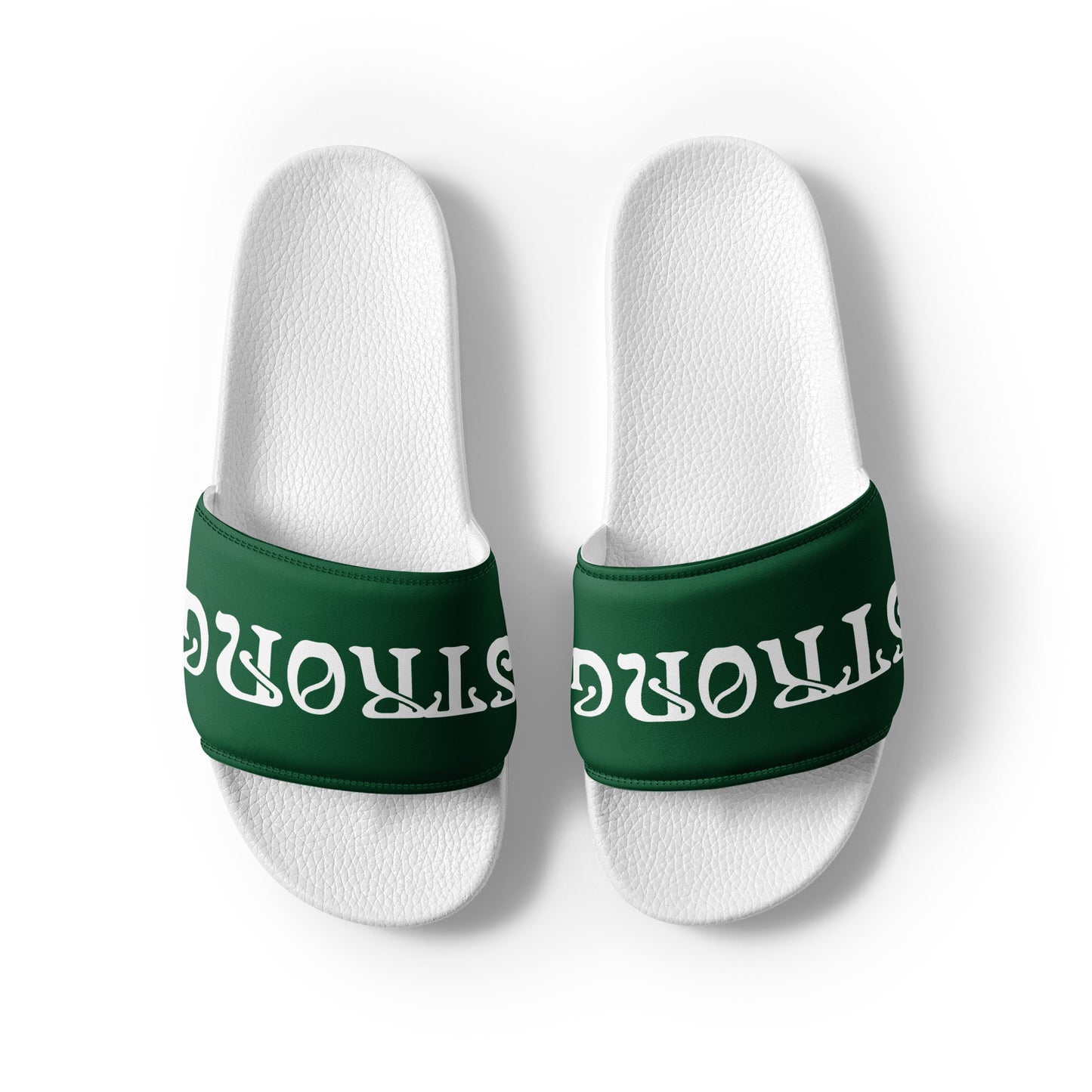 “STRONG”Green Women's Slides W/White Font