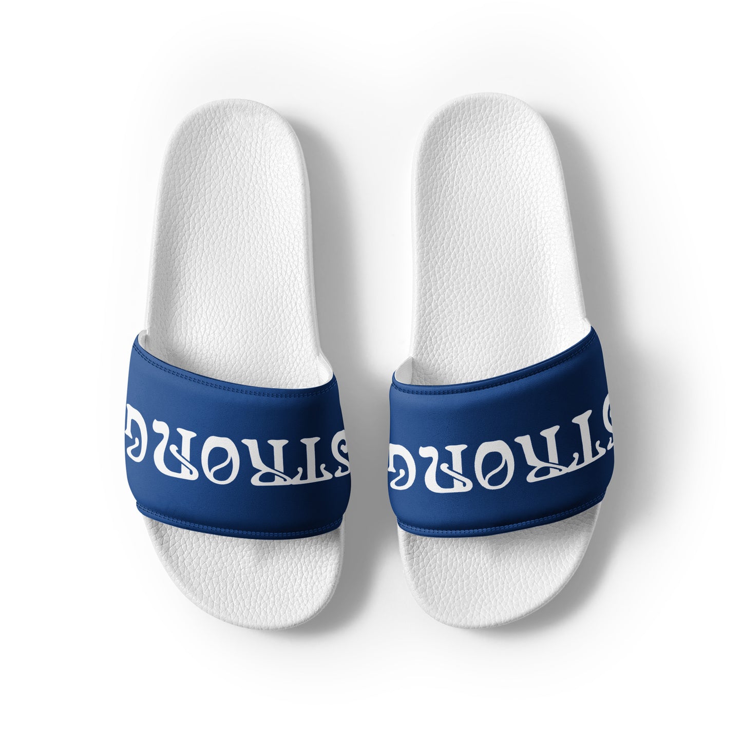 “STRONG”Blue Women's Slides W/White Font
