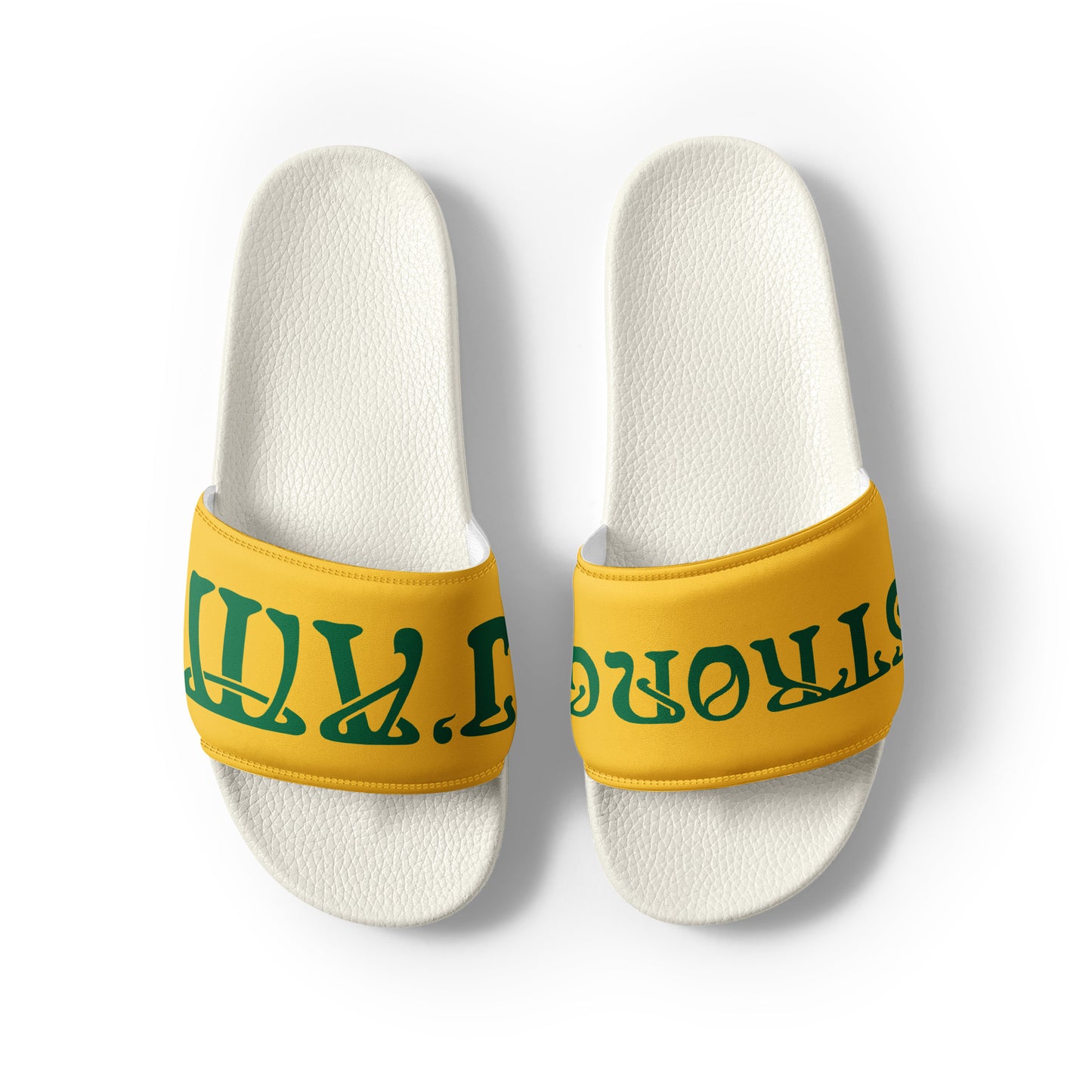 “I’AM STRONG!” Yellow Women's Slides W/Green Font