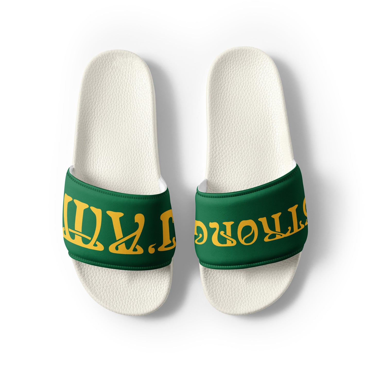 “I’AM STRONG!” Green Women's Slides W/Yellow Font
