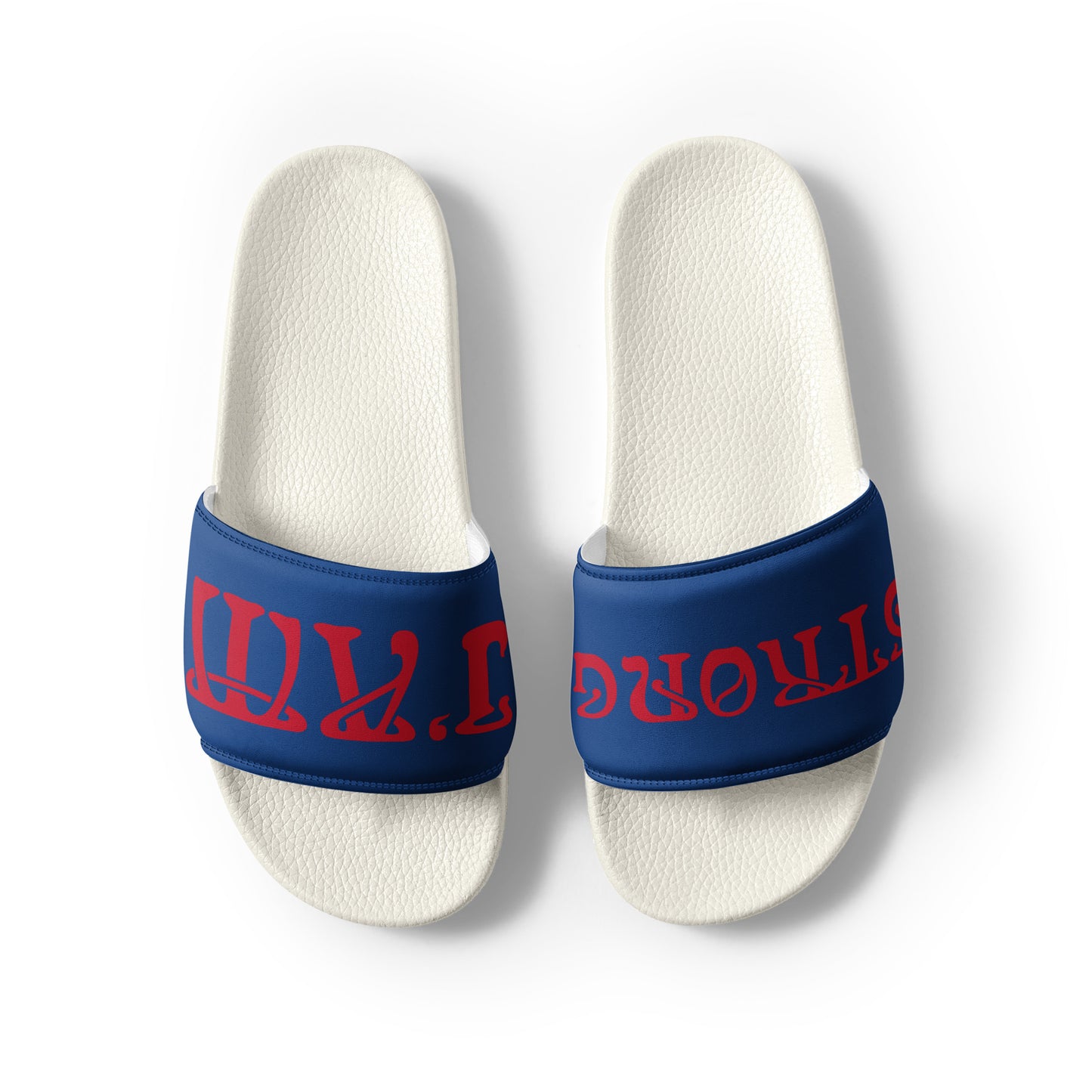 “I’AM STRONG!” Blue Women's Slides W/Red Font