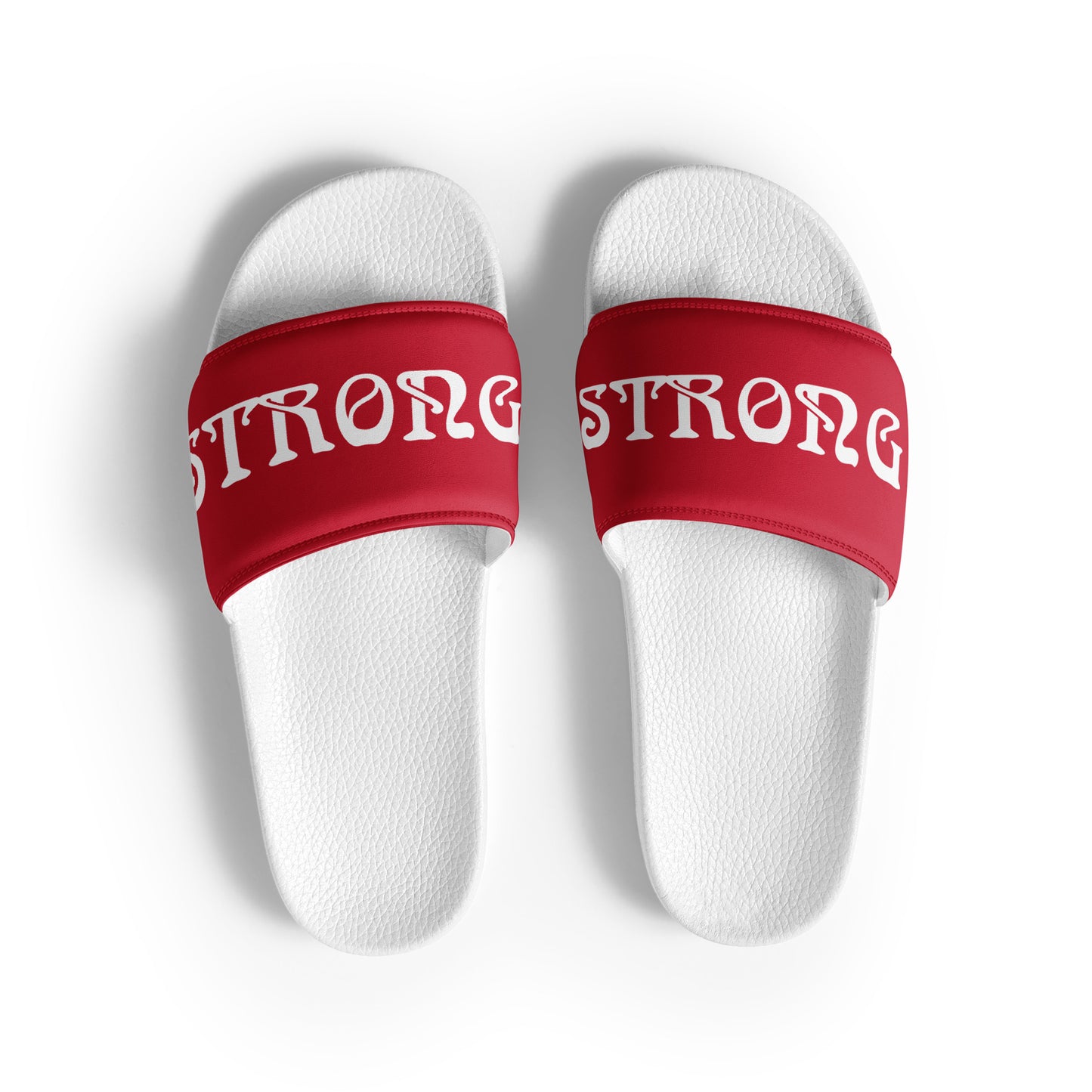 “STRONG”Red Women's Slides W/White Font