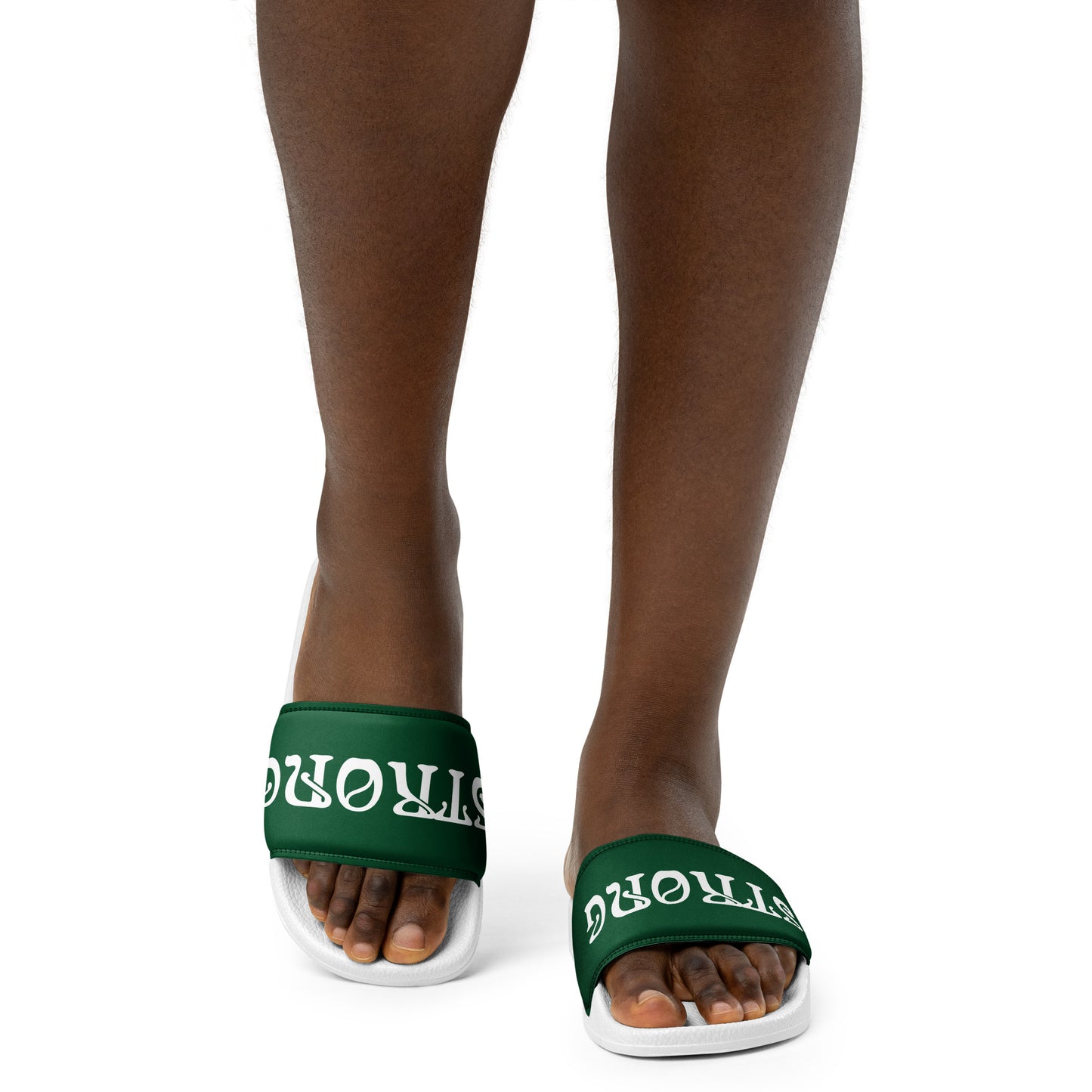 “STRONG”Green Women's Slides W/White Font
