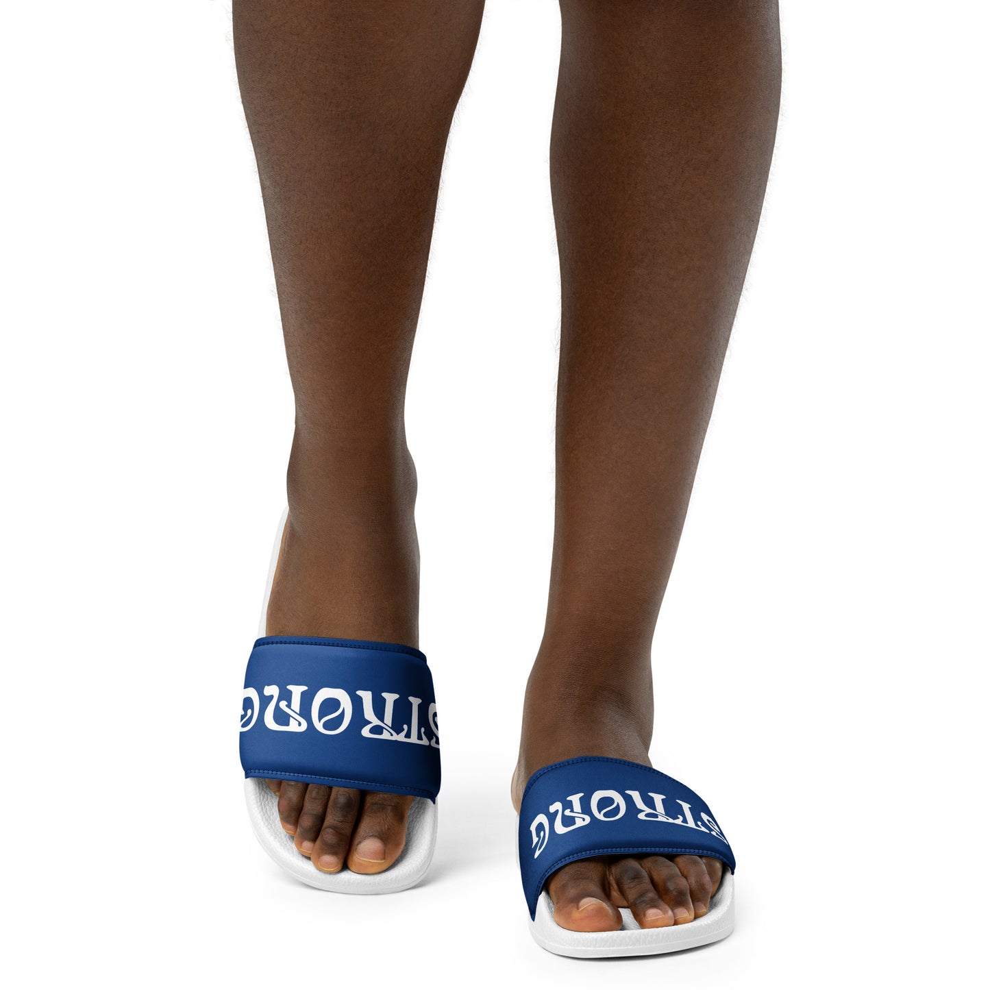 “STRONG”Blue Women's Slides W/White Font