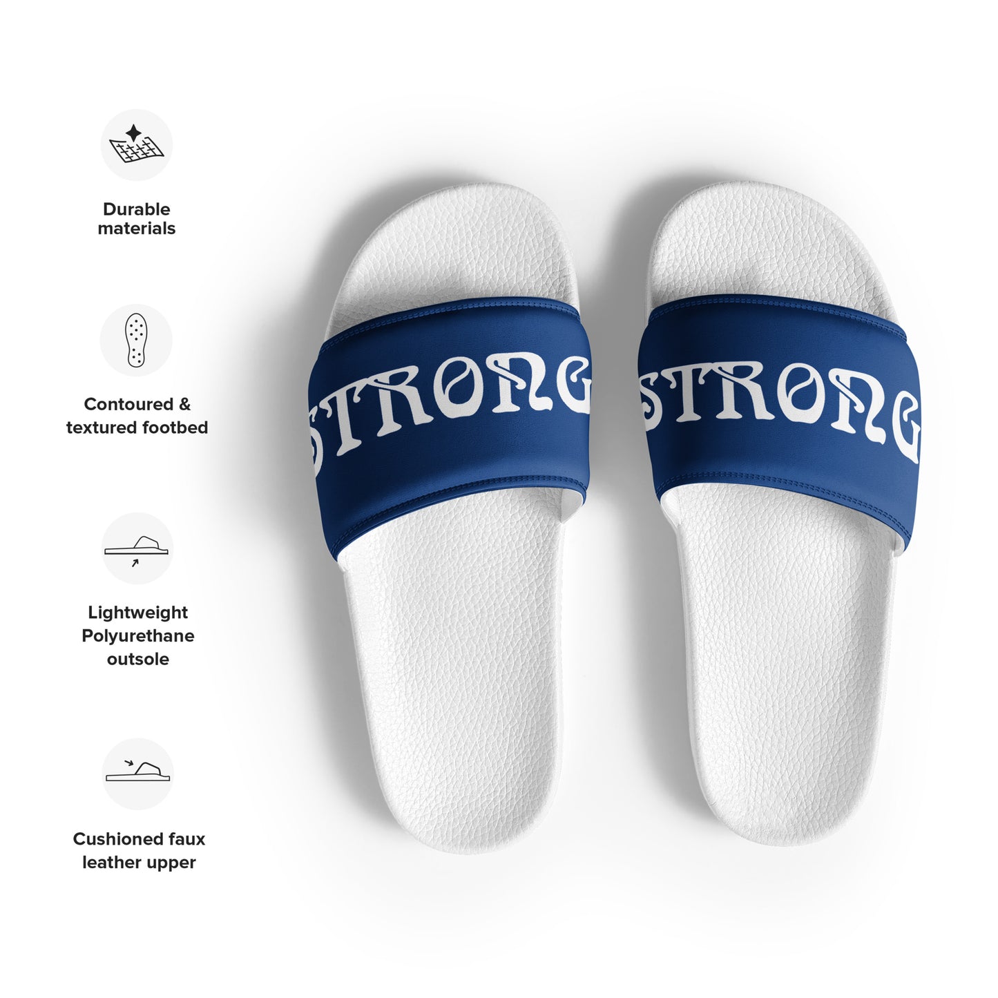 “STRONG”Blue Women's Slides W/White Font