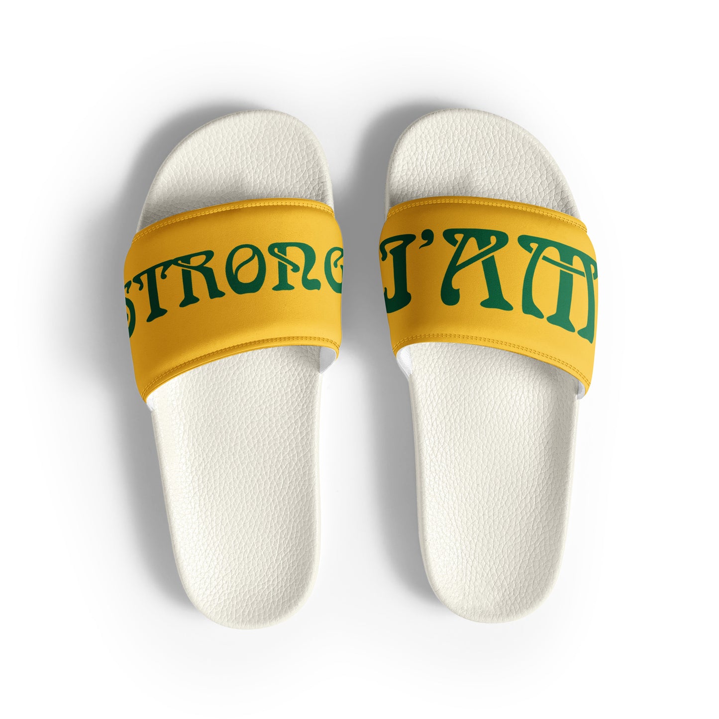“I’AM STRONG!” Yellow Women's Slides W/Green Font