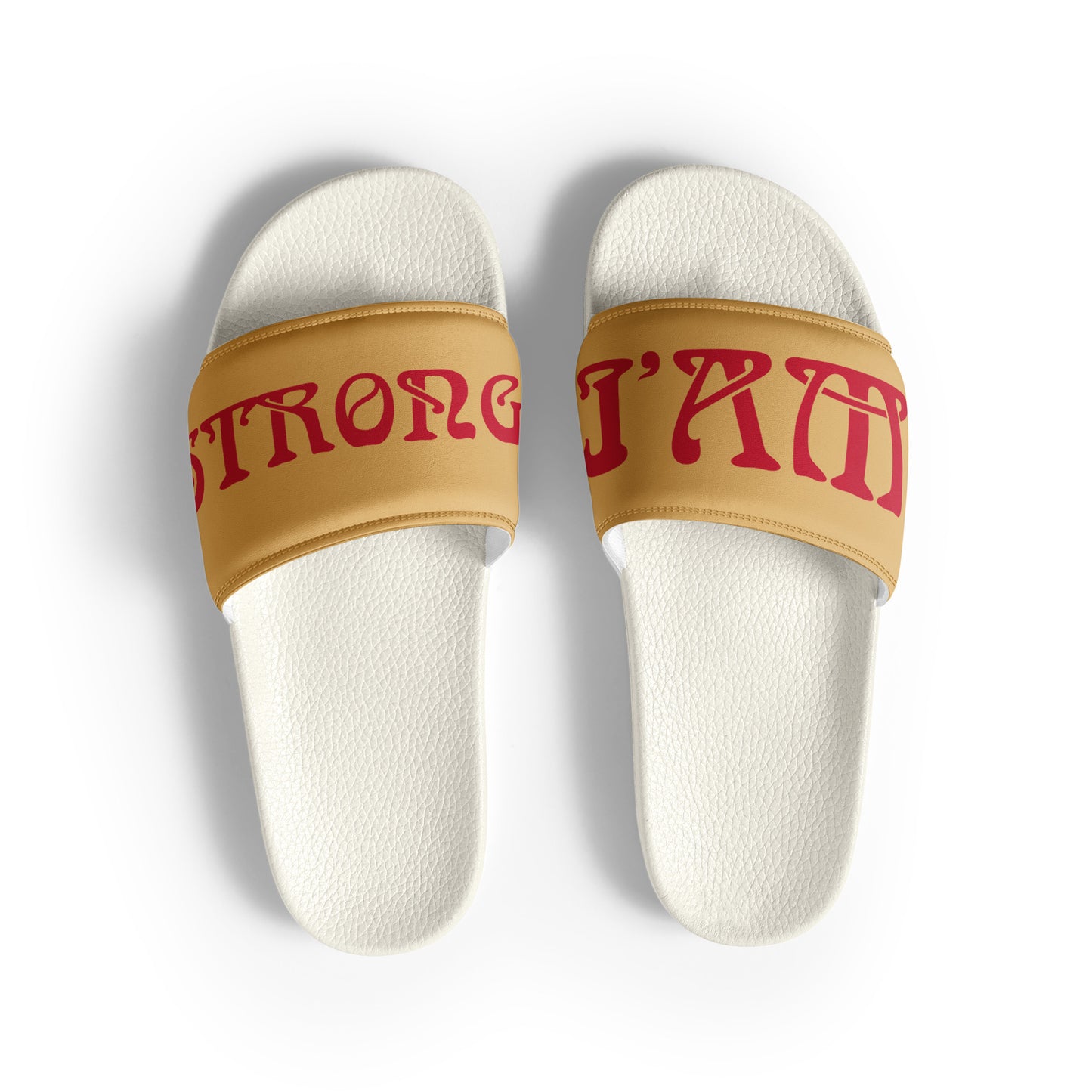 “I’AM STRONG” Fawn Women's Slides W/Red Font