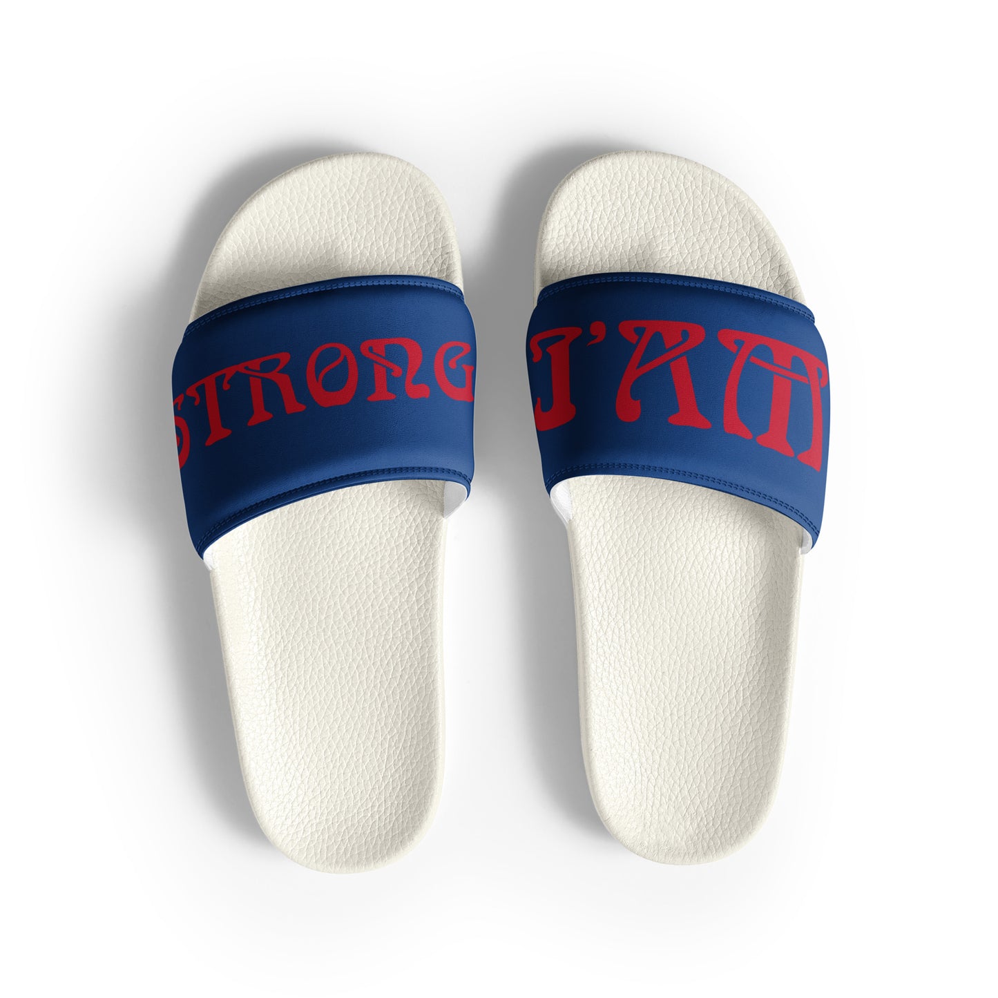 “I’AM STRONG!” Blue Women's Slides W/Red Font