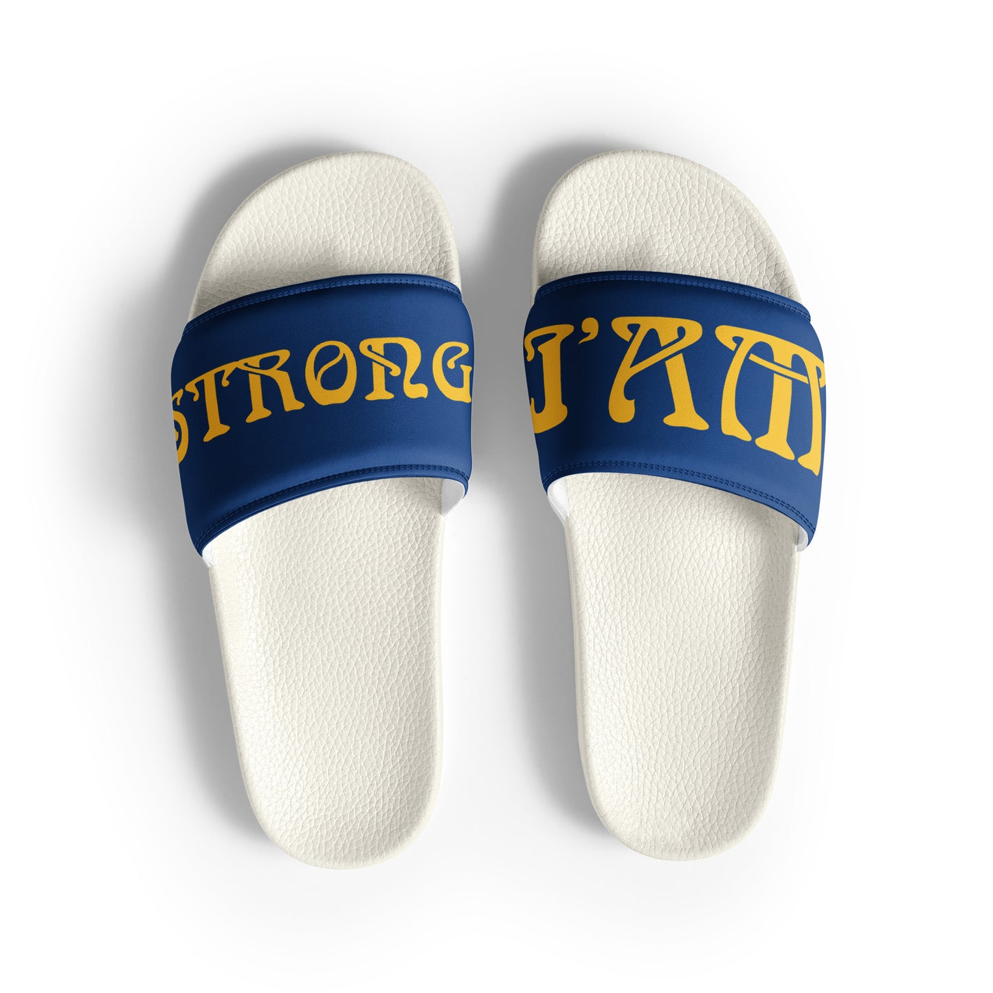 “I’AM STRONG!” Blue Women's Slides W/Yellow Font