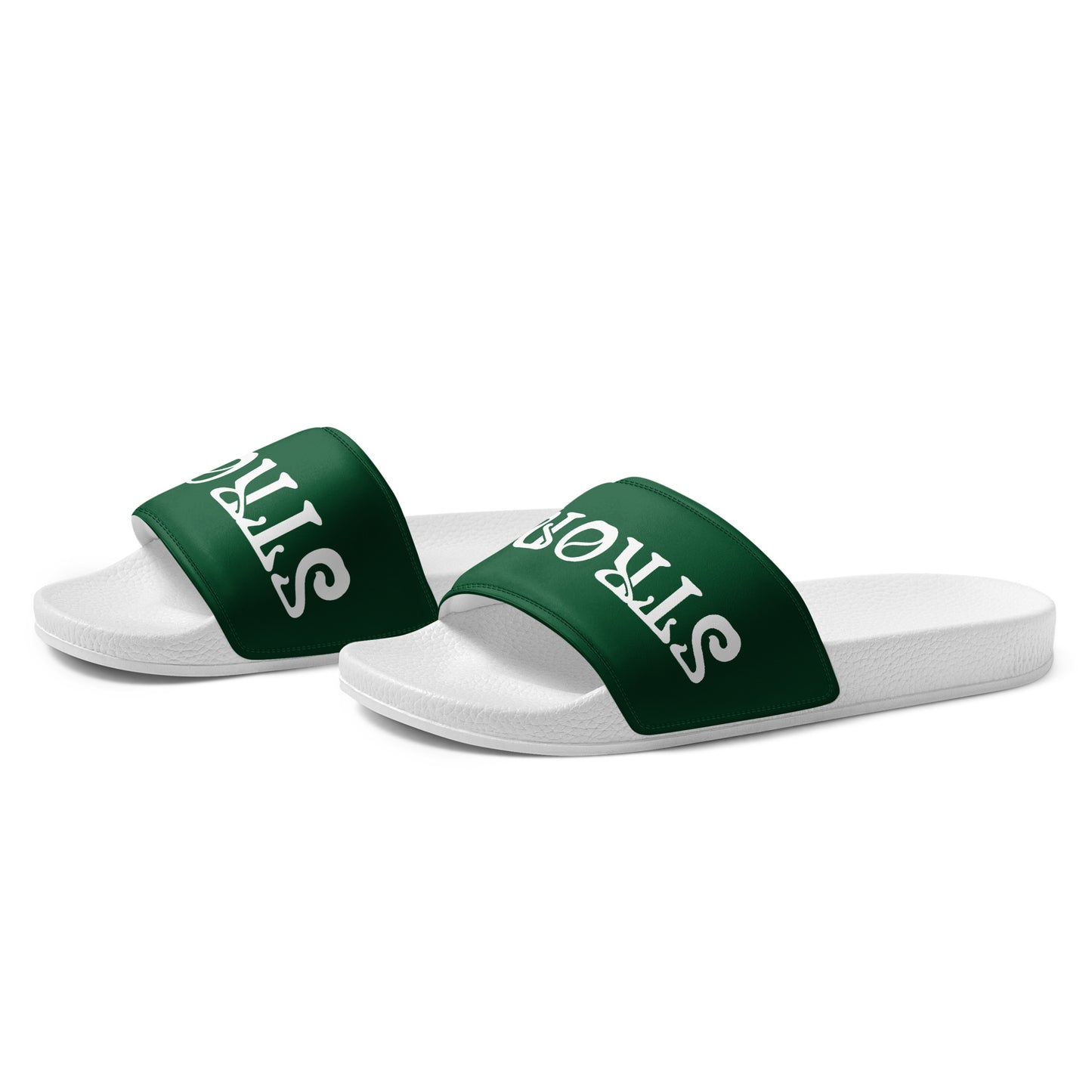 “STRONG”Green Women's Slides W/White Font