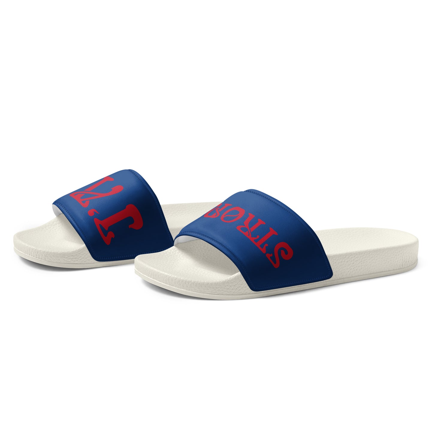 “I’AM STRONG!” Blue Women's Slides W/Red Font