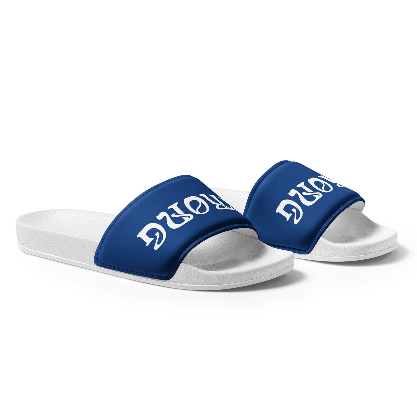 Women's Slides Blue W/White Font