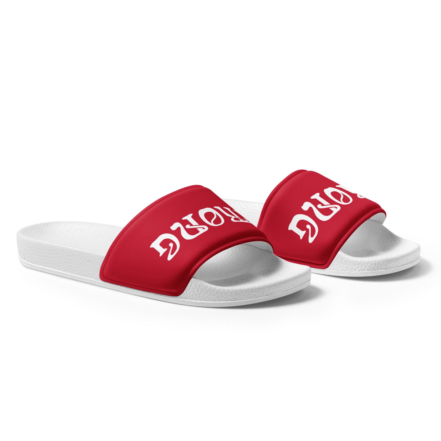 “STRONG”Red Women's Slides W/White Font