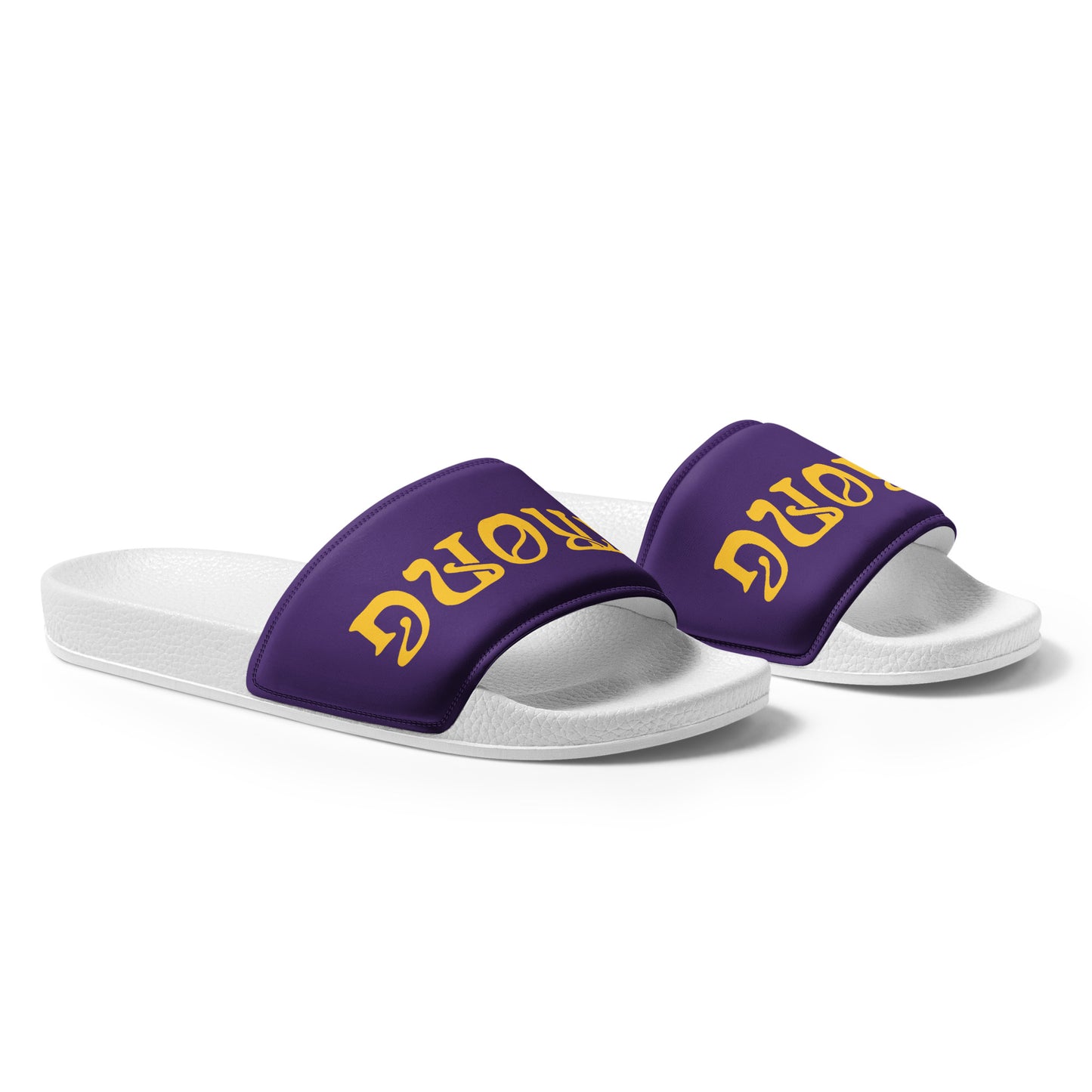 “STRONG”Purple Women's Slides W/Yellow Font