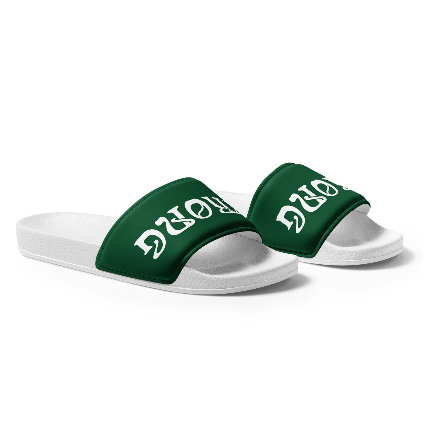 “STRONG”Green Women's Slides W/White Font