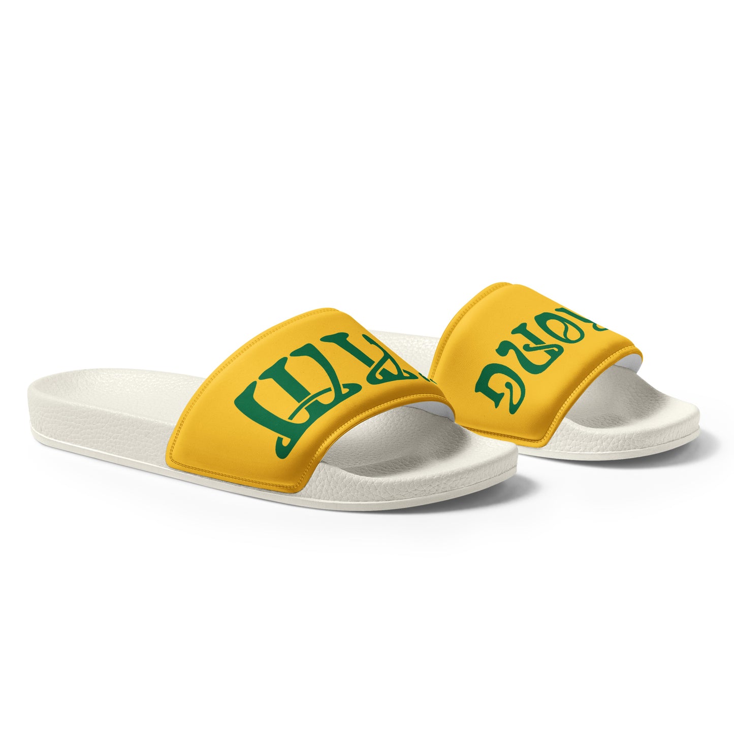 “I’AM STRONG!” Yellow Women's Slides W/Green Font