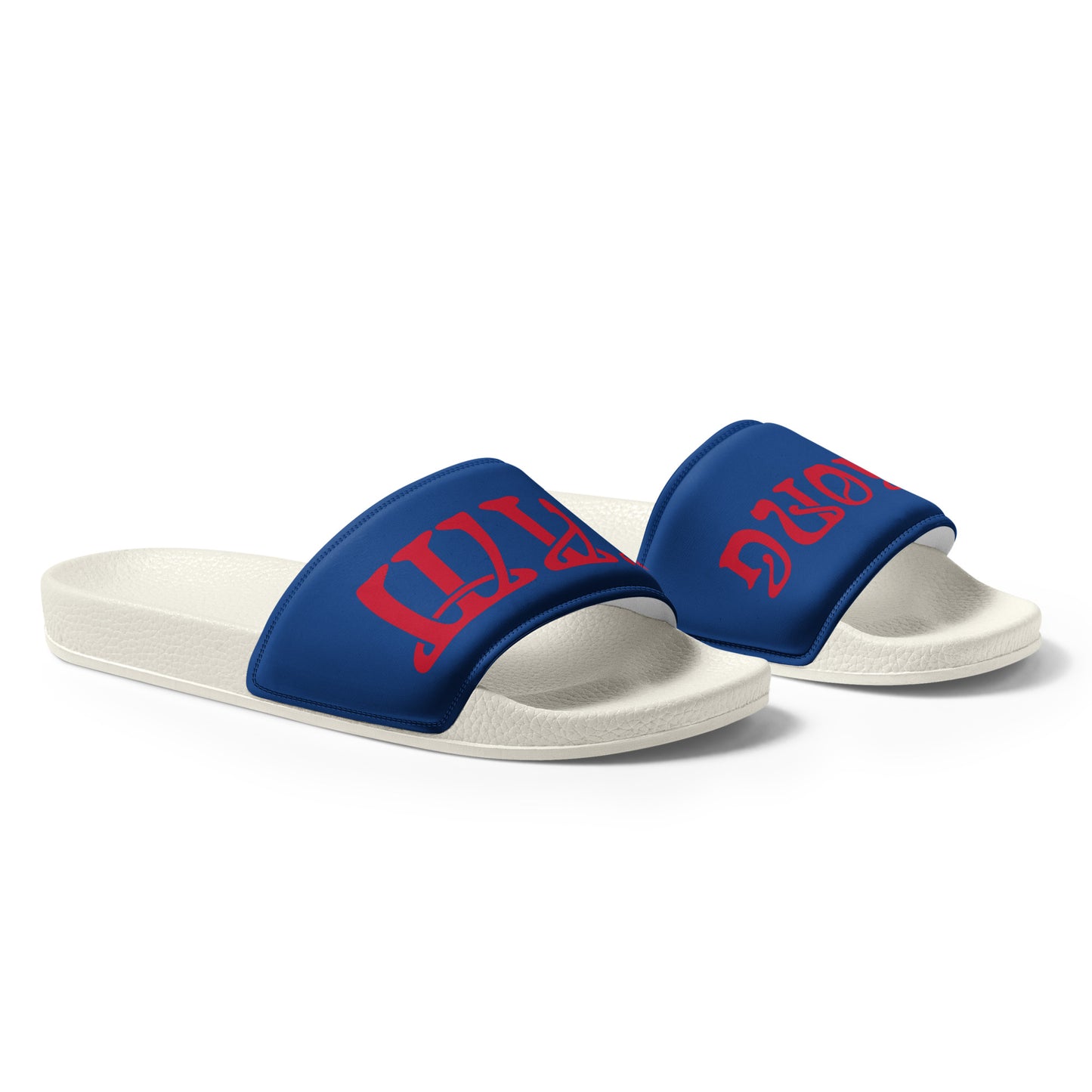 “I’AM STRONG!” Blue Women's Slides W/Red Font