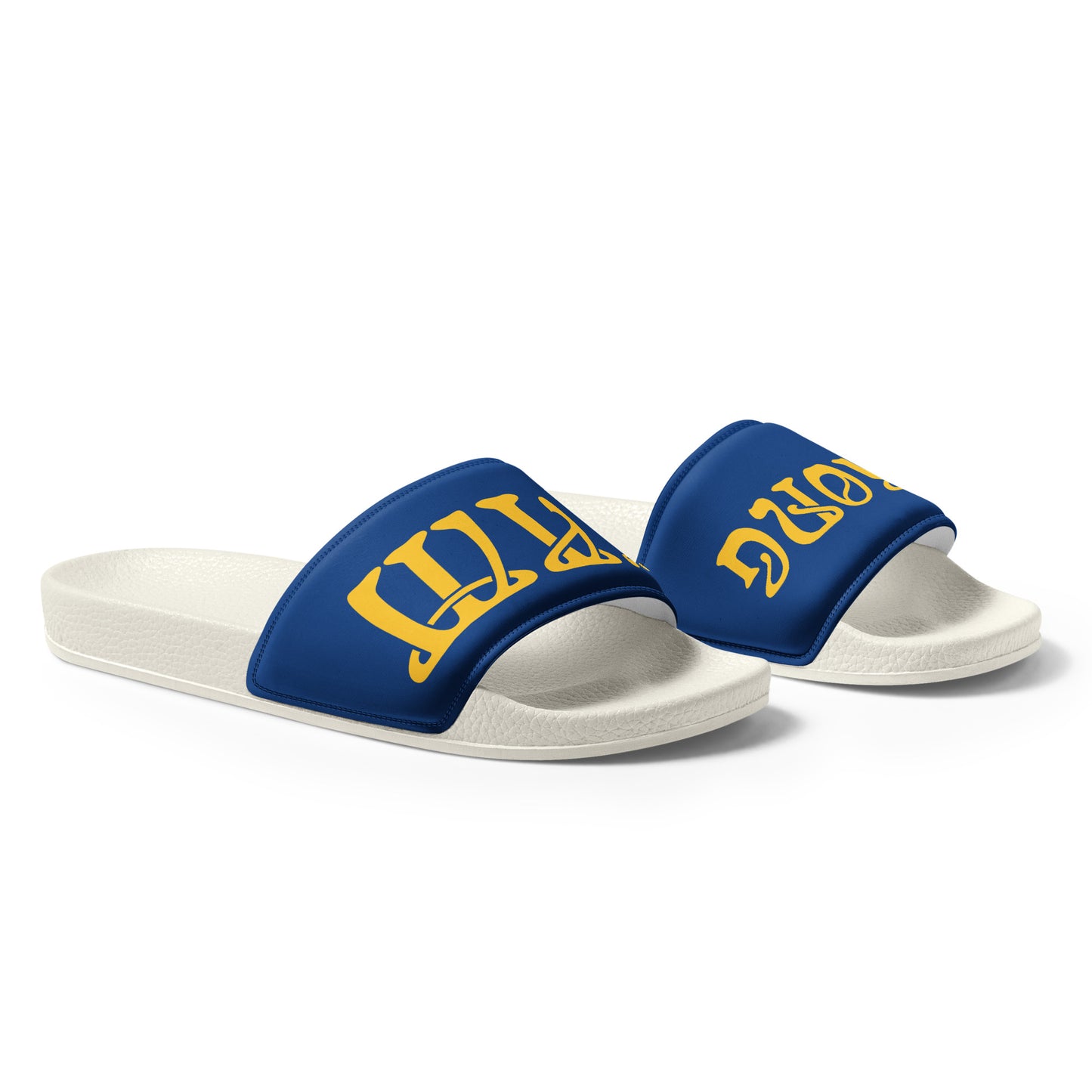 “I’AM STRONG!” Blue Women's Slides W/Yellow Font