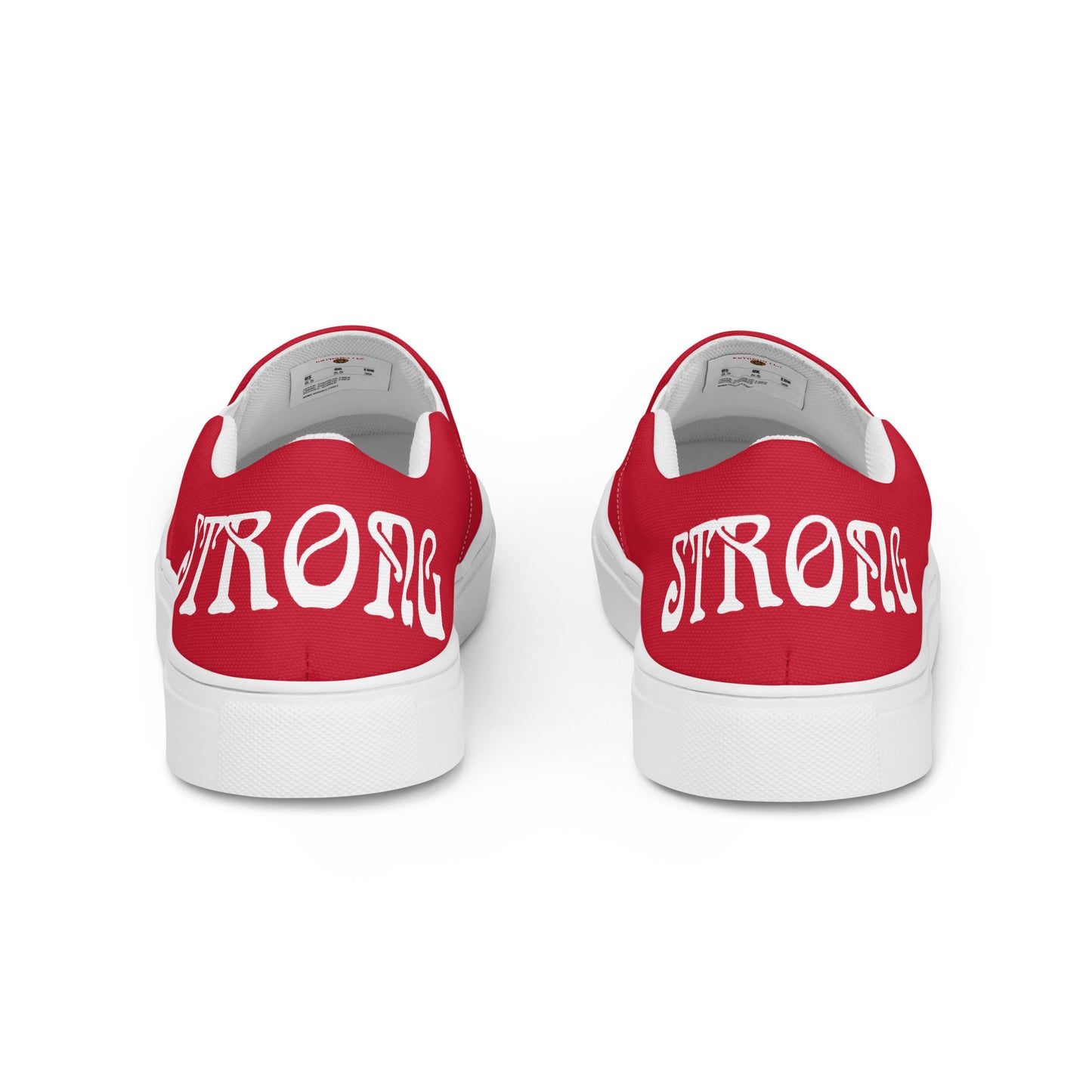 “STRONG”Red Women’s Slip-On Canvas Shoes W/White Font