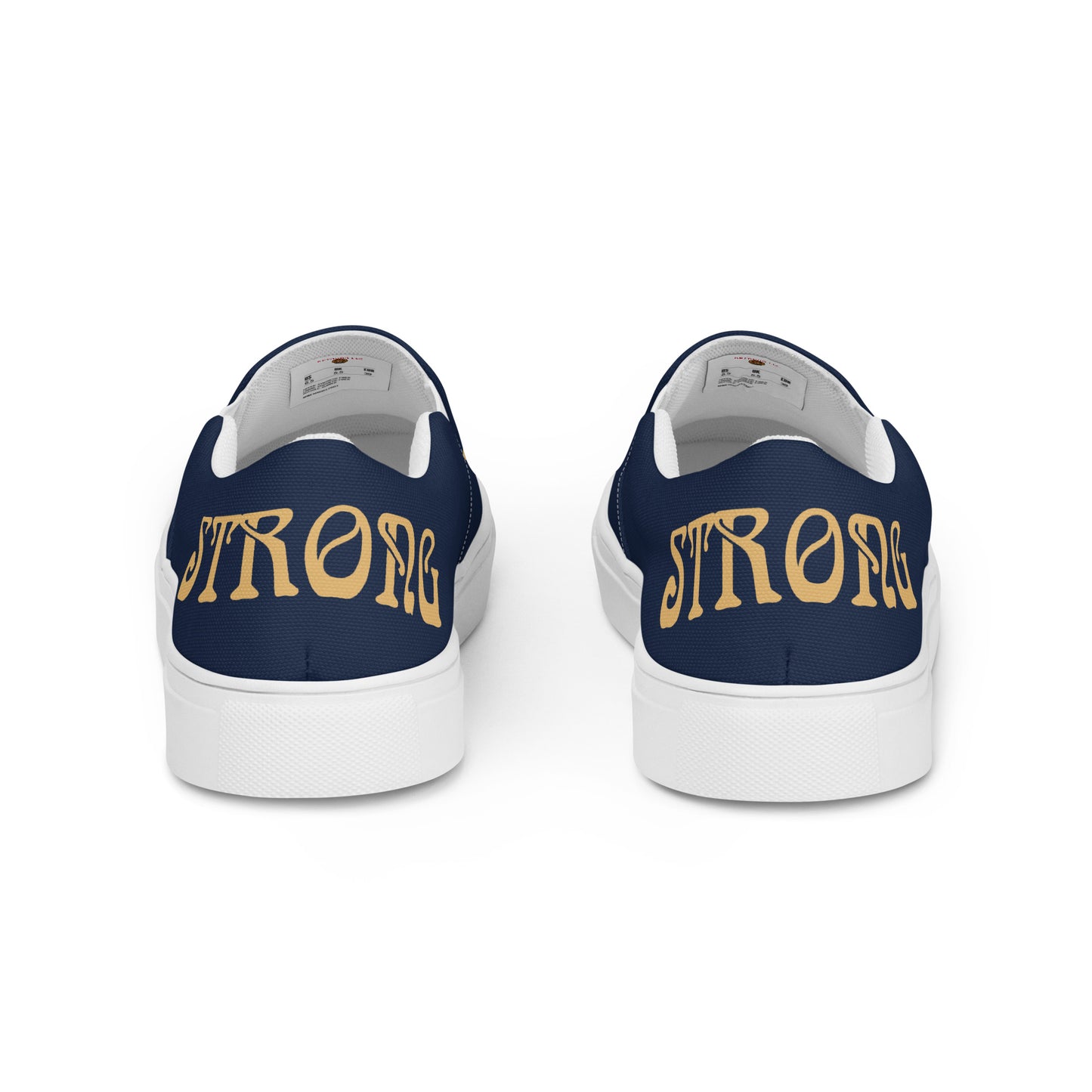 “STRONG” Navy Women’s Slip-On Canvas Shoes W/Fawn Font