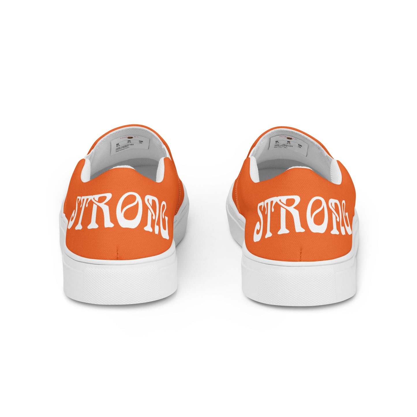 “STRONG”Orange Women’s Slip-On Canvas Shoes W/White Font