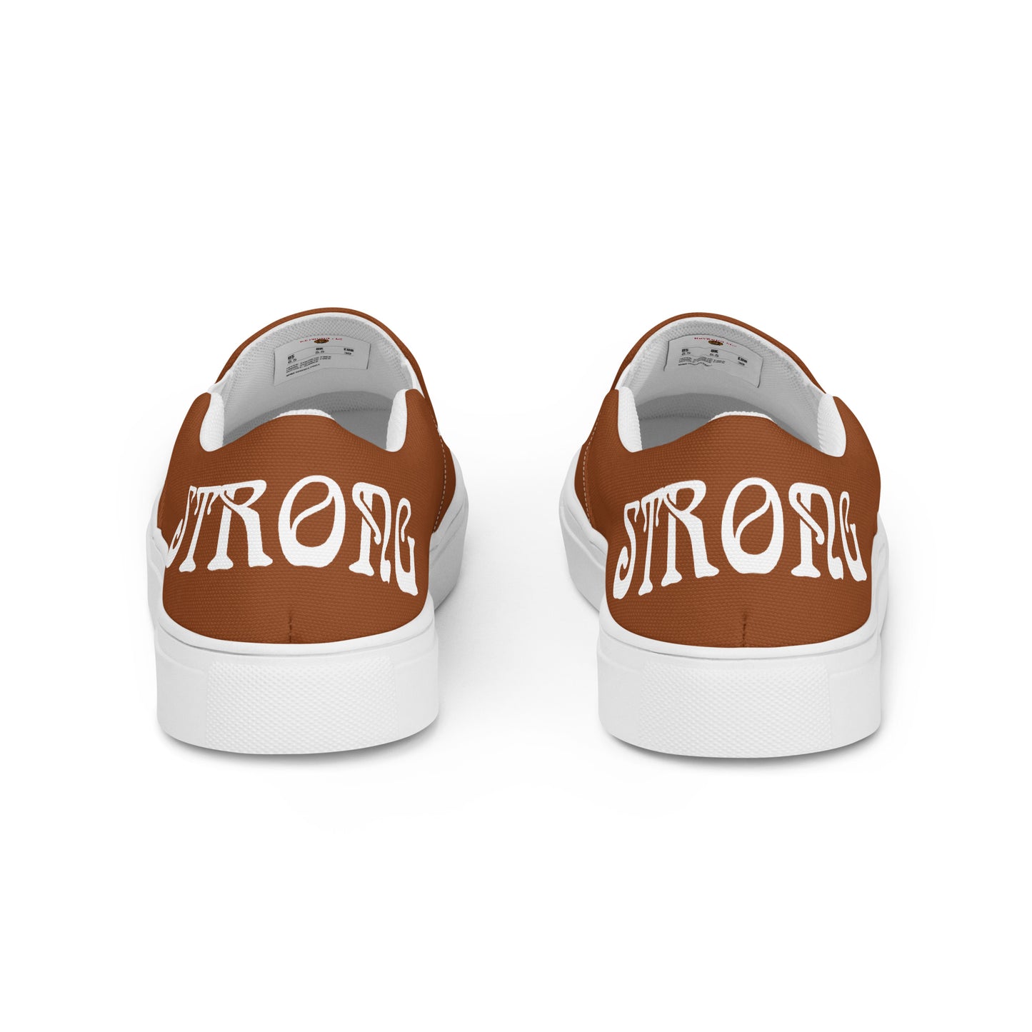 “STRONG” Brown Women’s Slip-On Canvas Shoes W/White Font