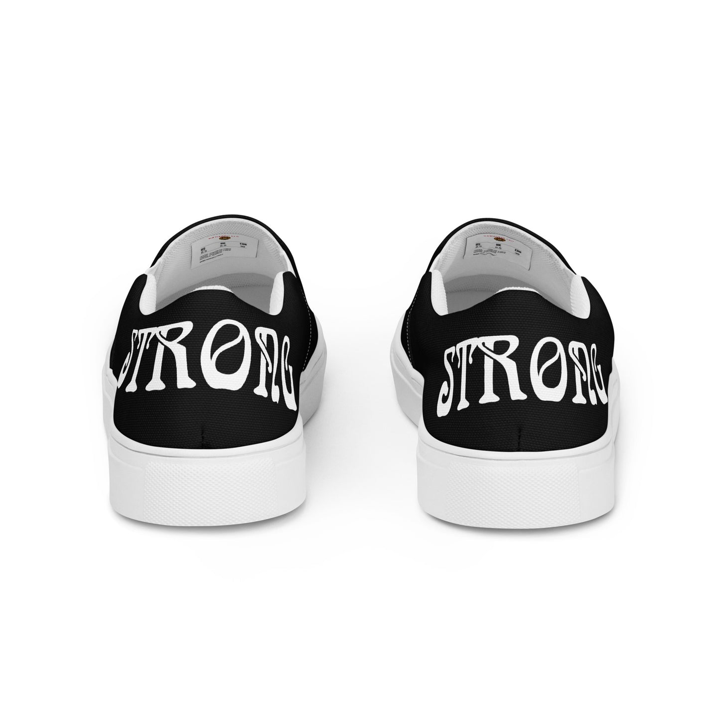 “STRONG”Black Women’s Slip-On Canvas Shoes W/White Font