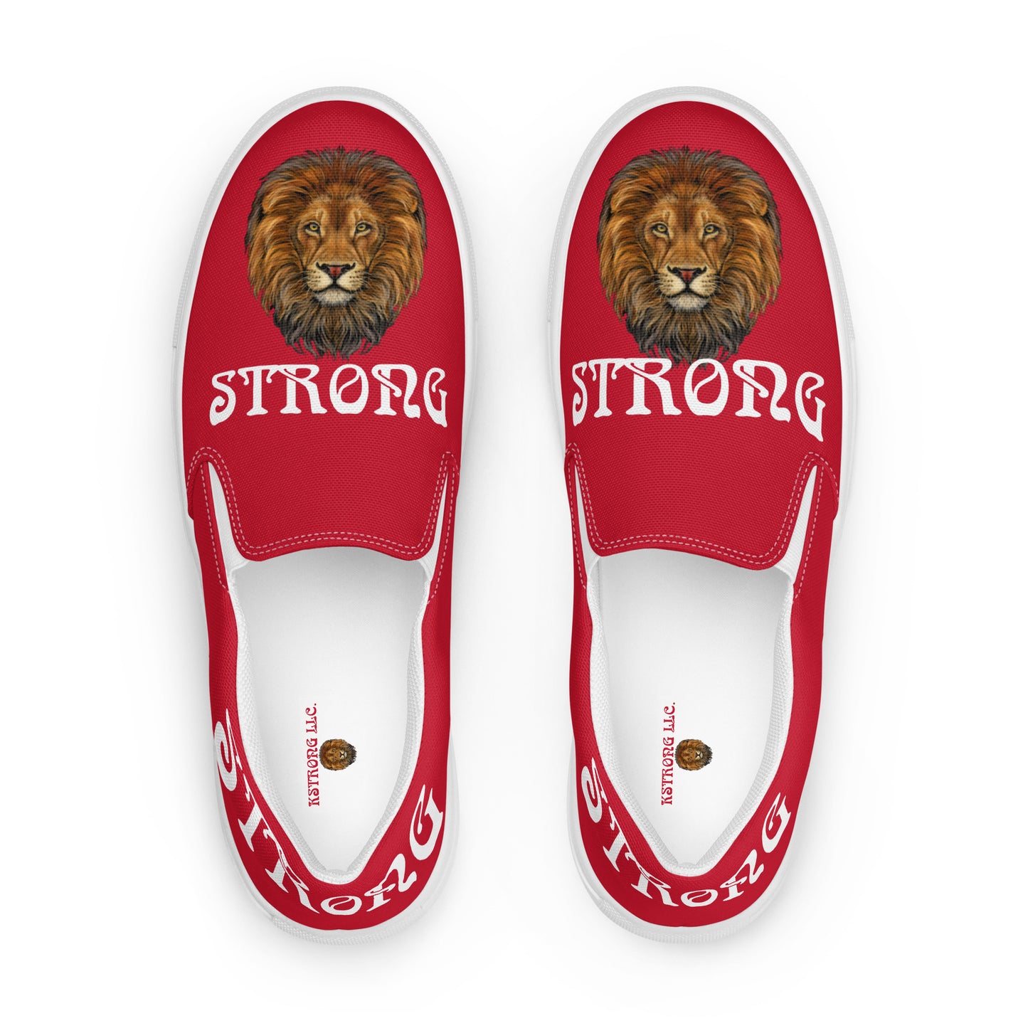 “STRONG”Red Women’s Slip-On Canvas Shoes W/White Font