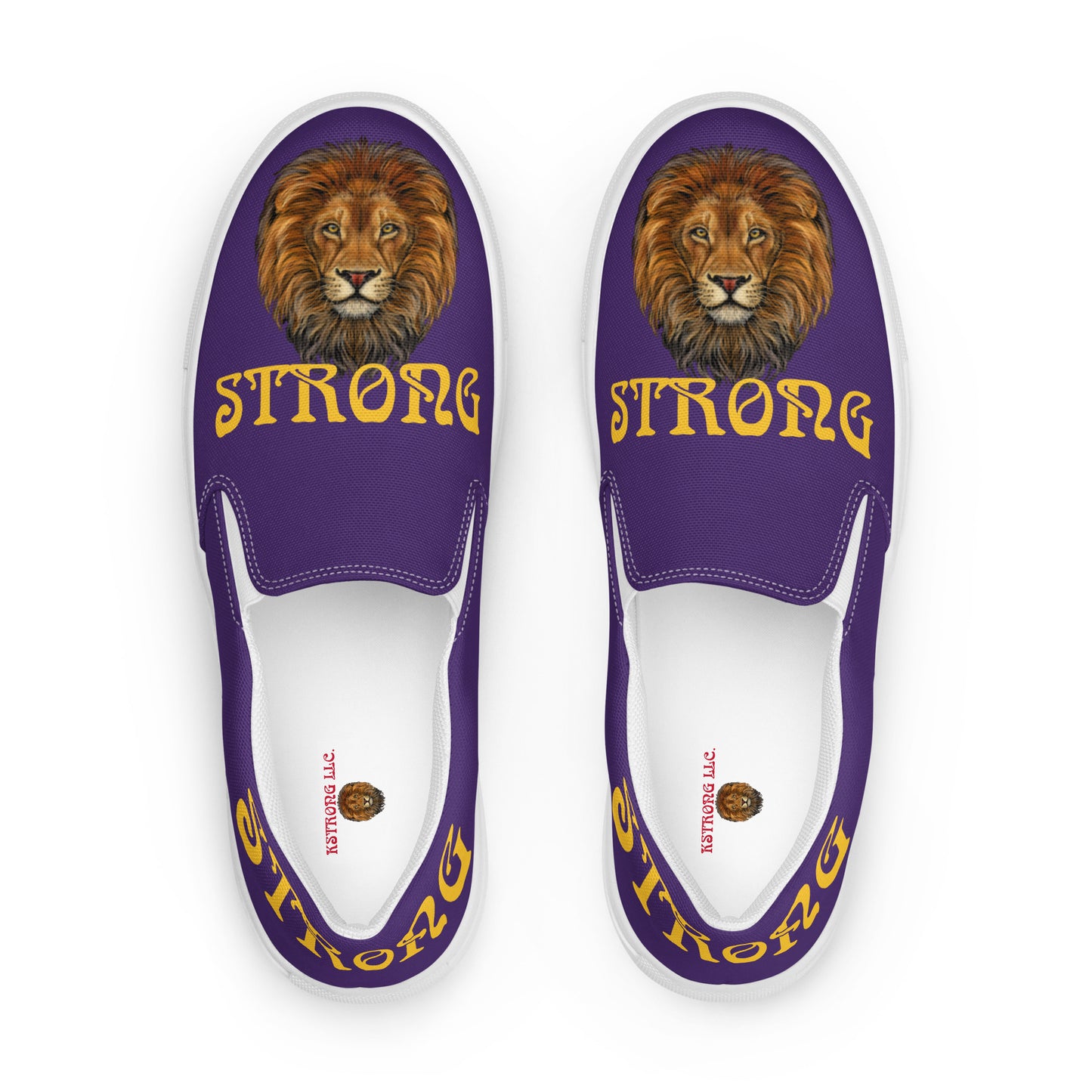 “STRONG”Purple Women’s Slip-On Canvas Shoes W/Yellow Font