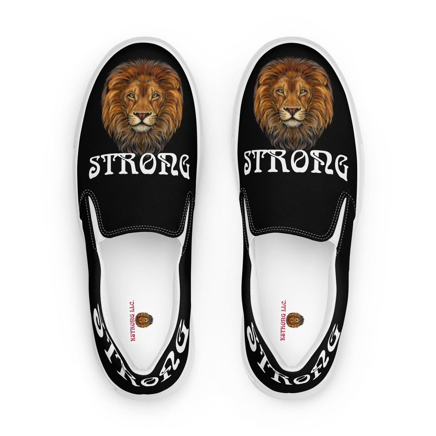“STRONG”Black Women’s Slip-On Canvas Shoes W/White Font