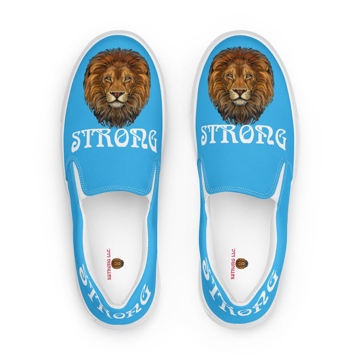 “STRONG”SkyBlue Women’s Slip-On Canvas Shoes W/White Font