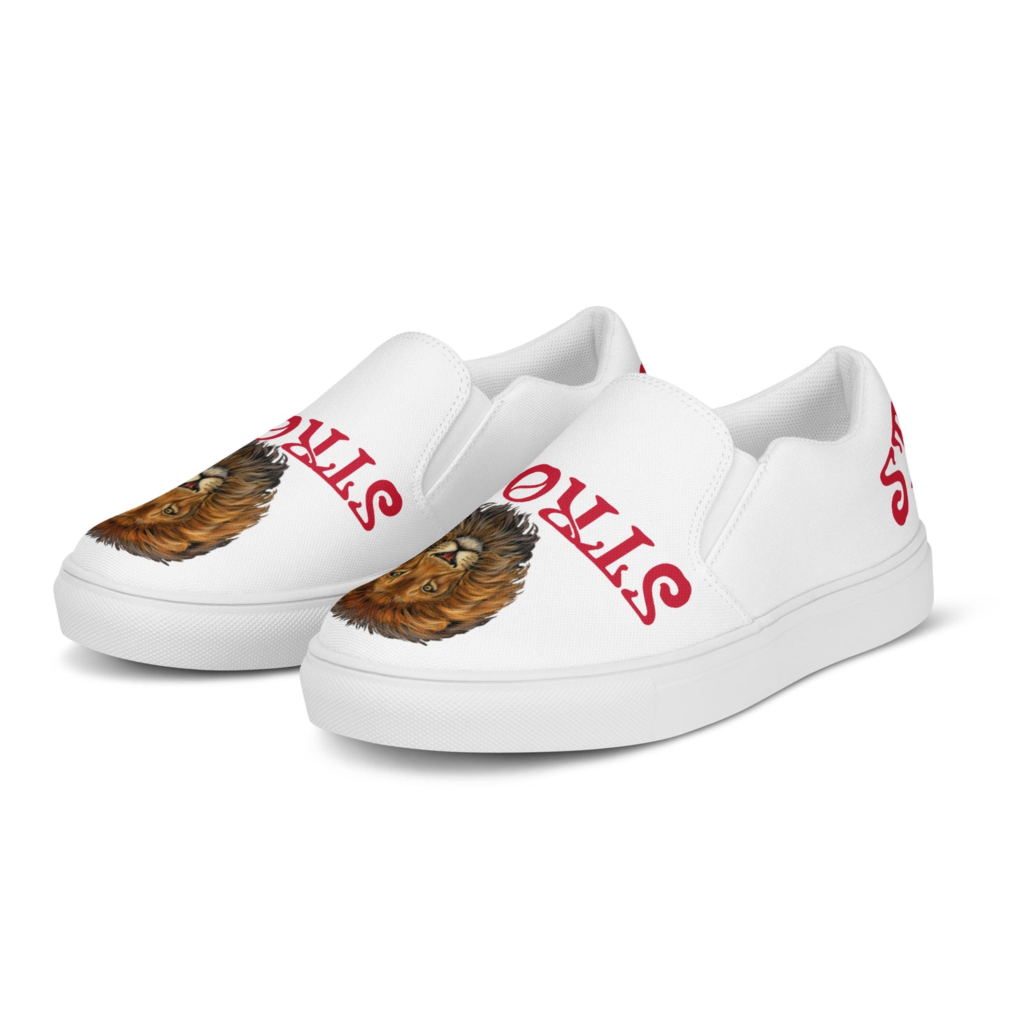 “STRONG”White Women’s Slip-On Canvas Shoes W/Red Font