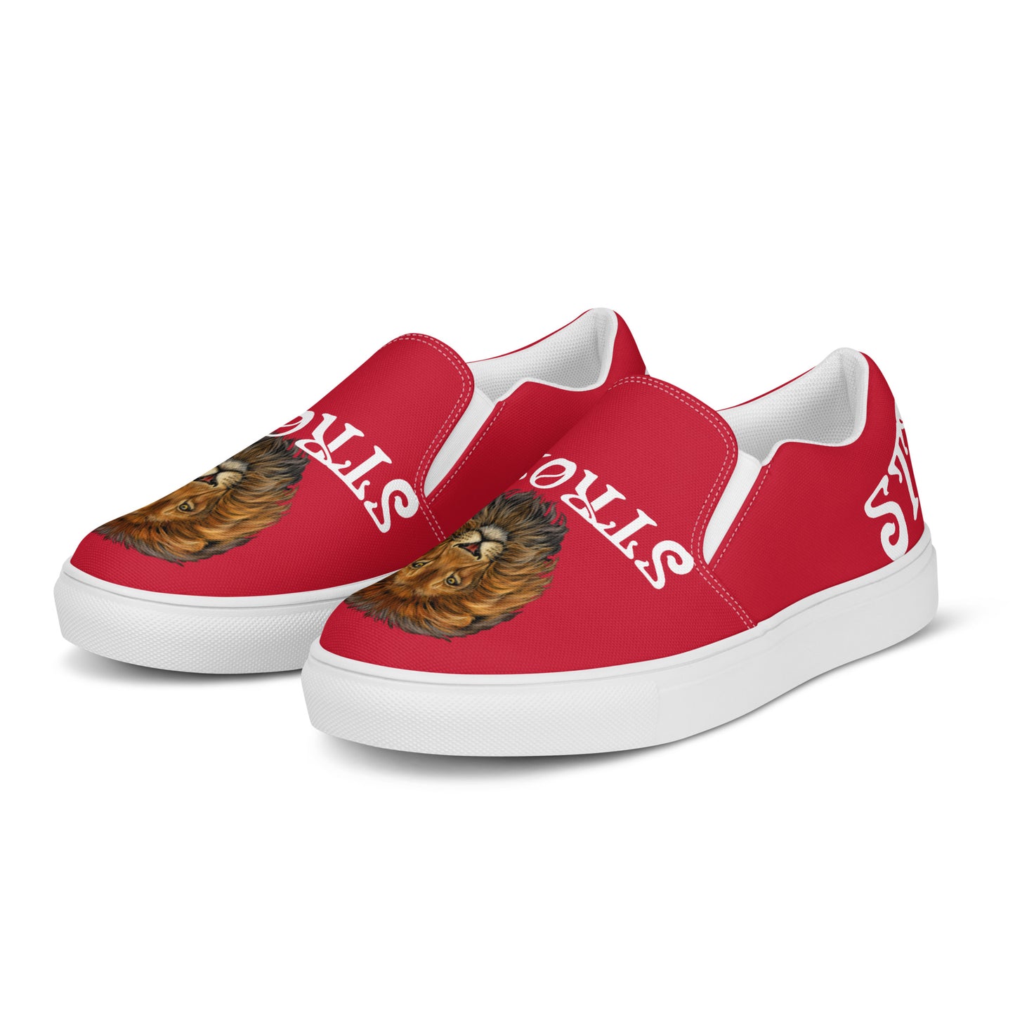 “STRONG”Red Women’s Slip-On Canvas Shoes W/White Font
