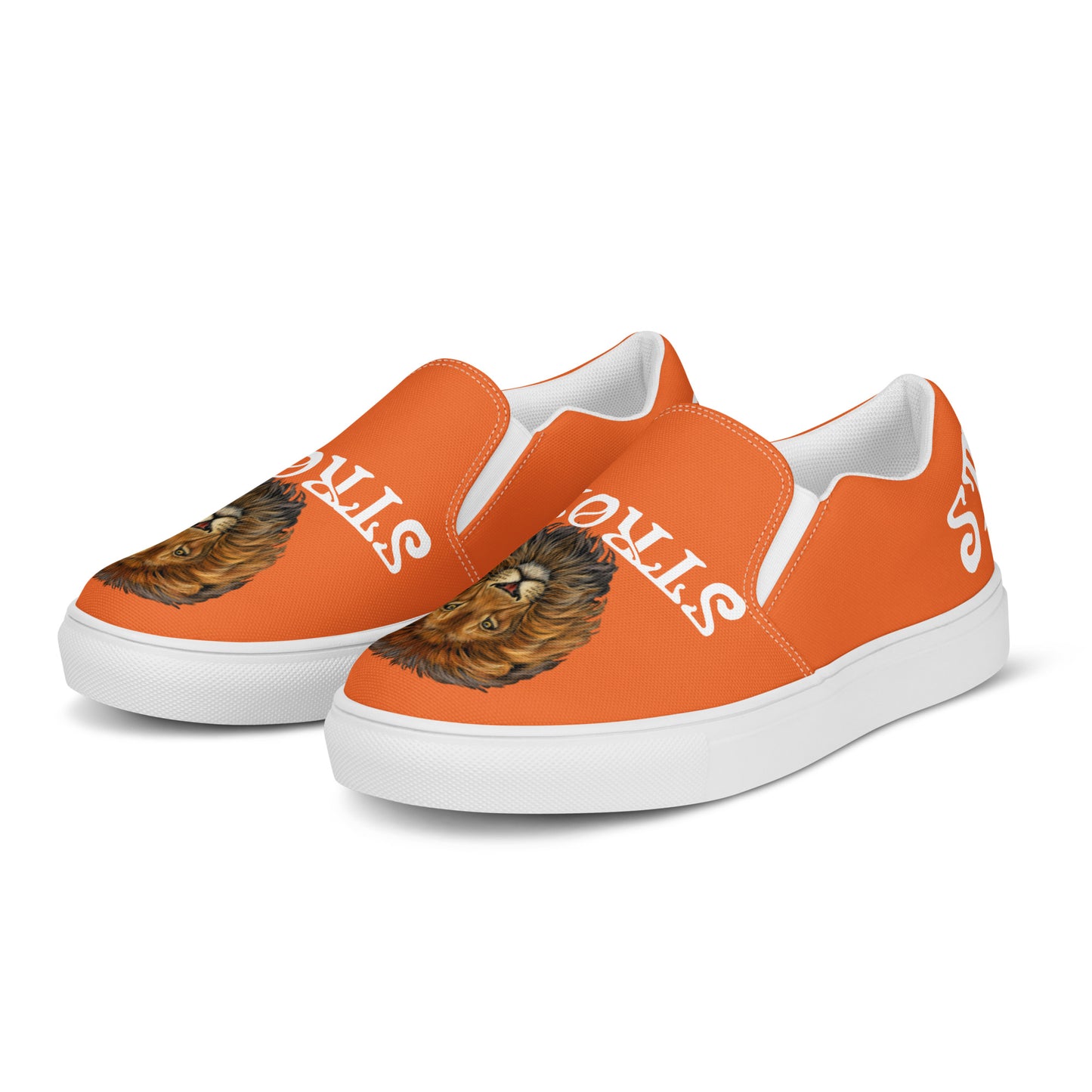 “STRONG”Orange Women’s Slip-On Canvas Shoes W/White Font