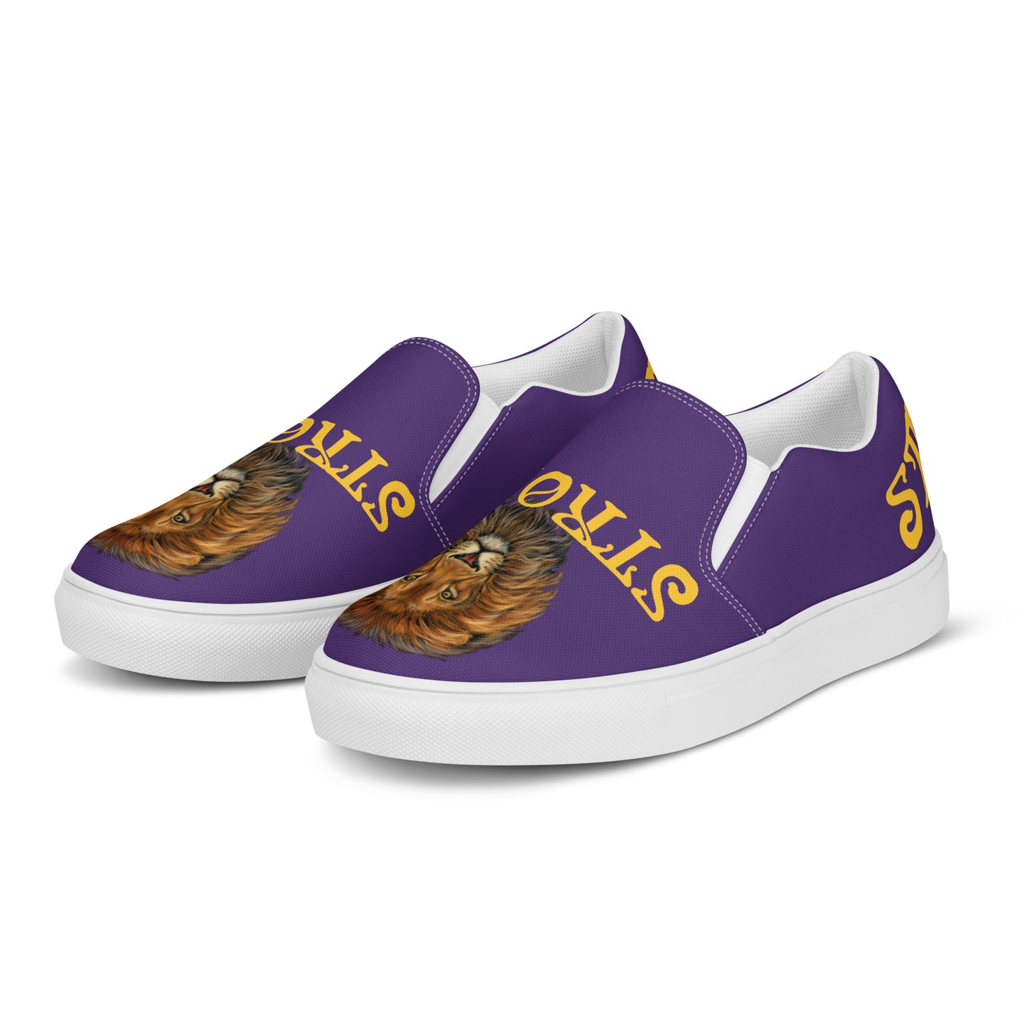 “STRONG”Purple Women’s Slip-On Canvas Shoes W/Yellow Font