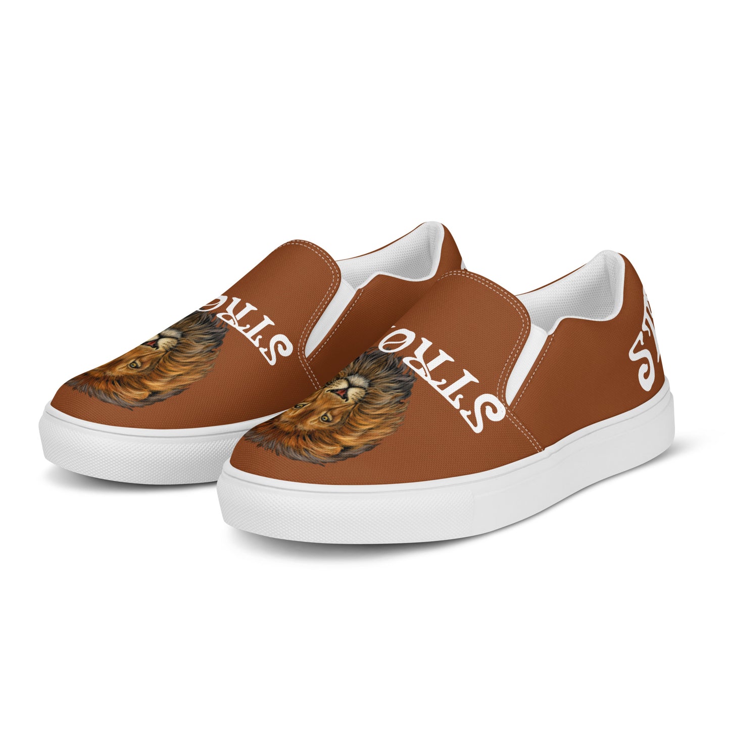“STRONG” Brown Women’s Slip-On Canvas Shoes W/White Font