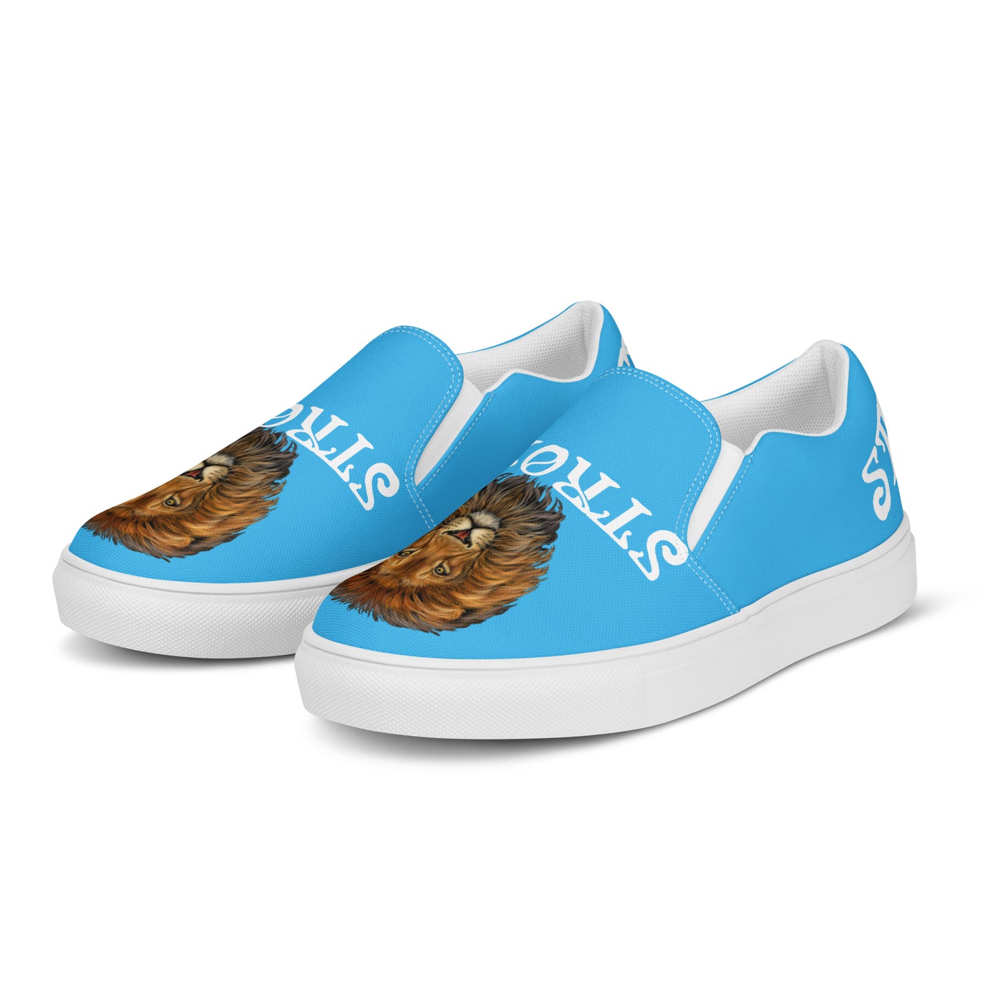 “STRONG”SkyBlue Women’s Slip-On Canvas Shoes W/White Font