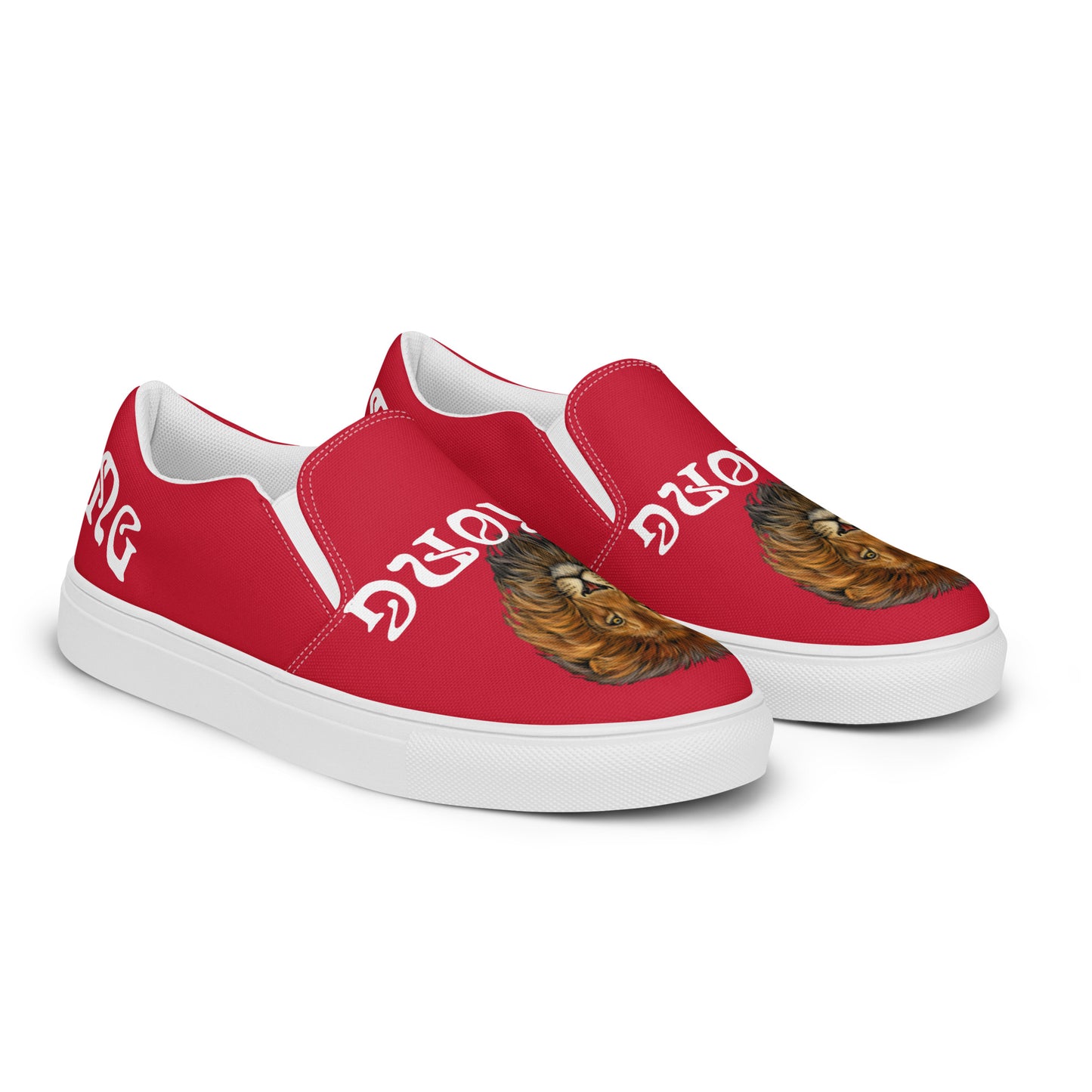 “STRONG”Red Women’s Slip-On Canvas Shoes W/White Font