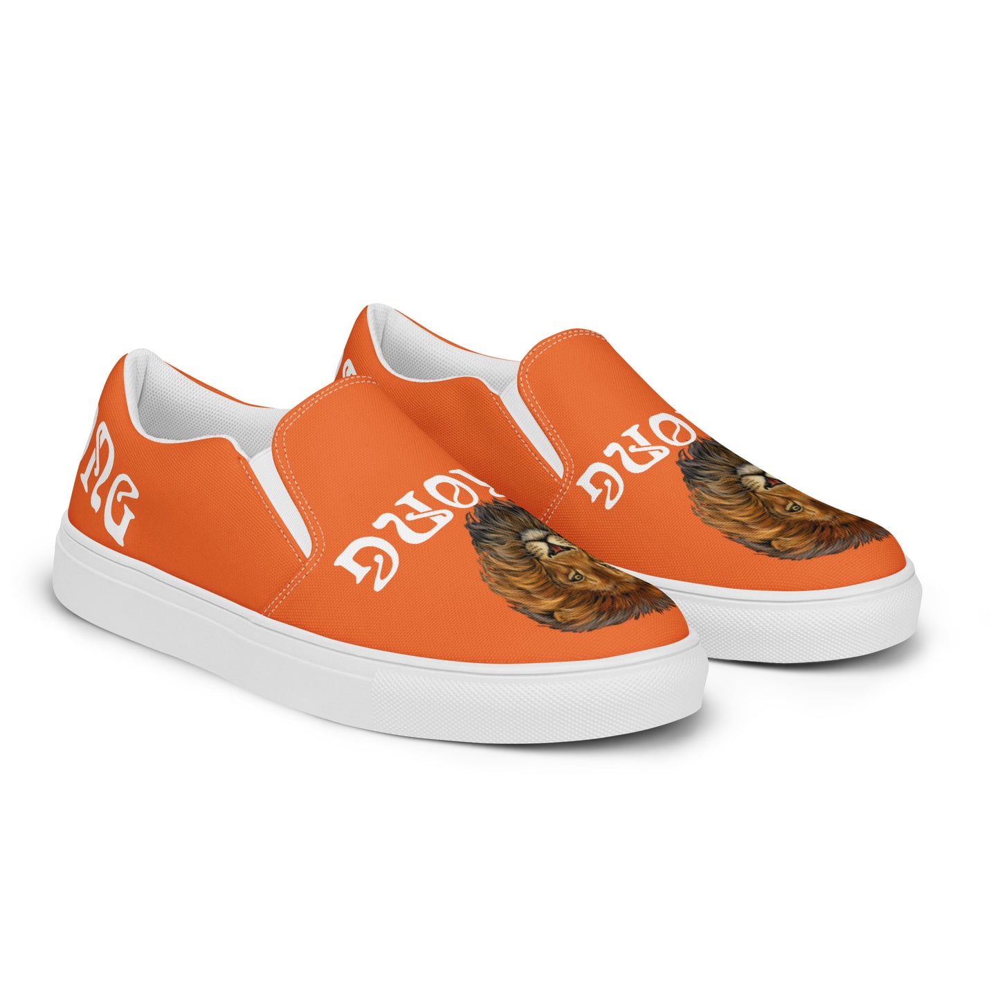 “STRONG”Orange Women’s Slip-On Canvas Shoes W/White Font